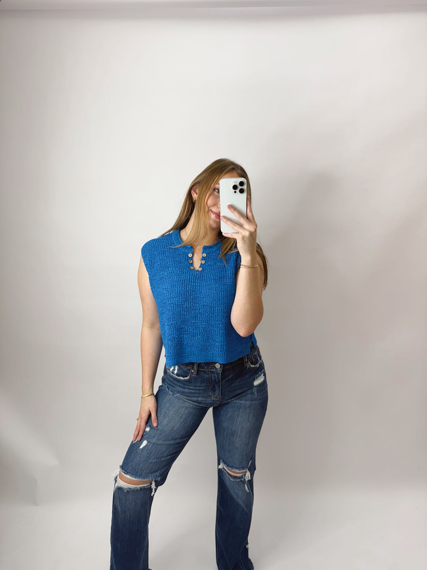 The Cherissa | Blue Knit Tank