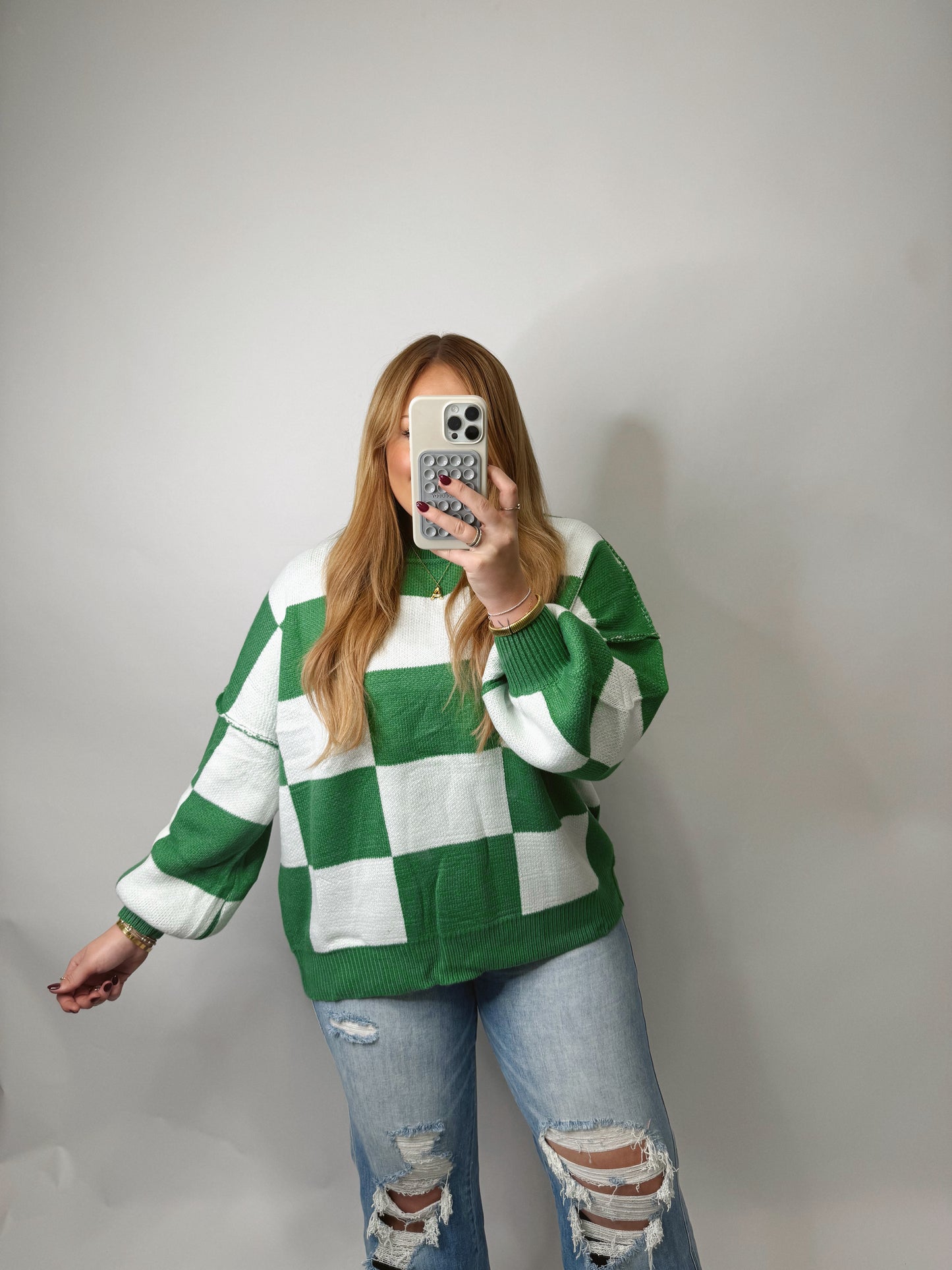 The Sydney | Green Checkered Sweater