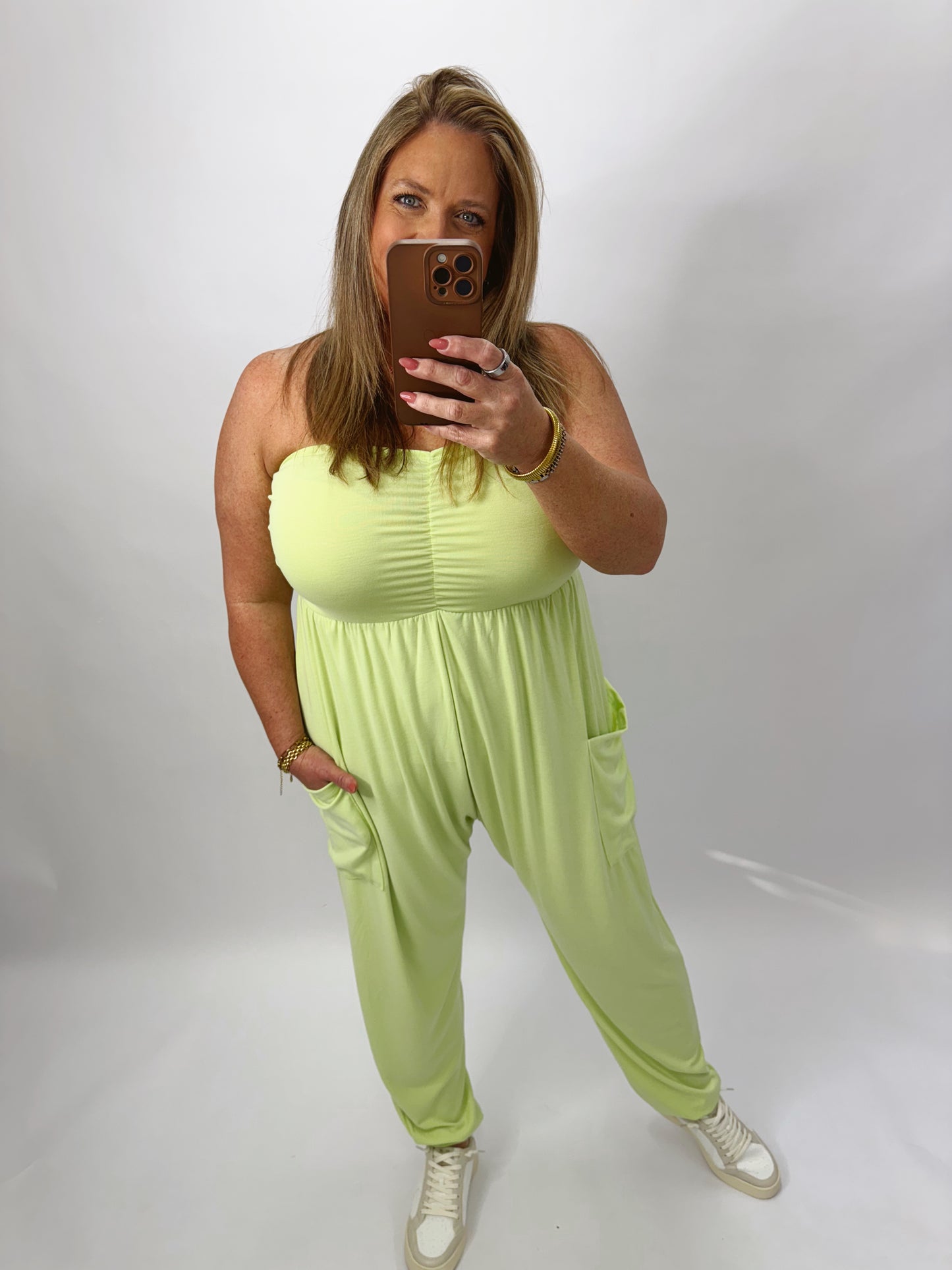 The Skyler | Lime Strapless Jumpsuit