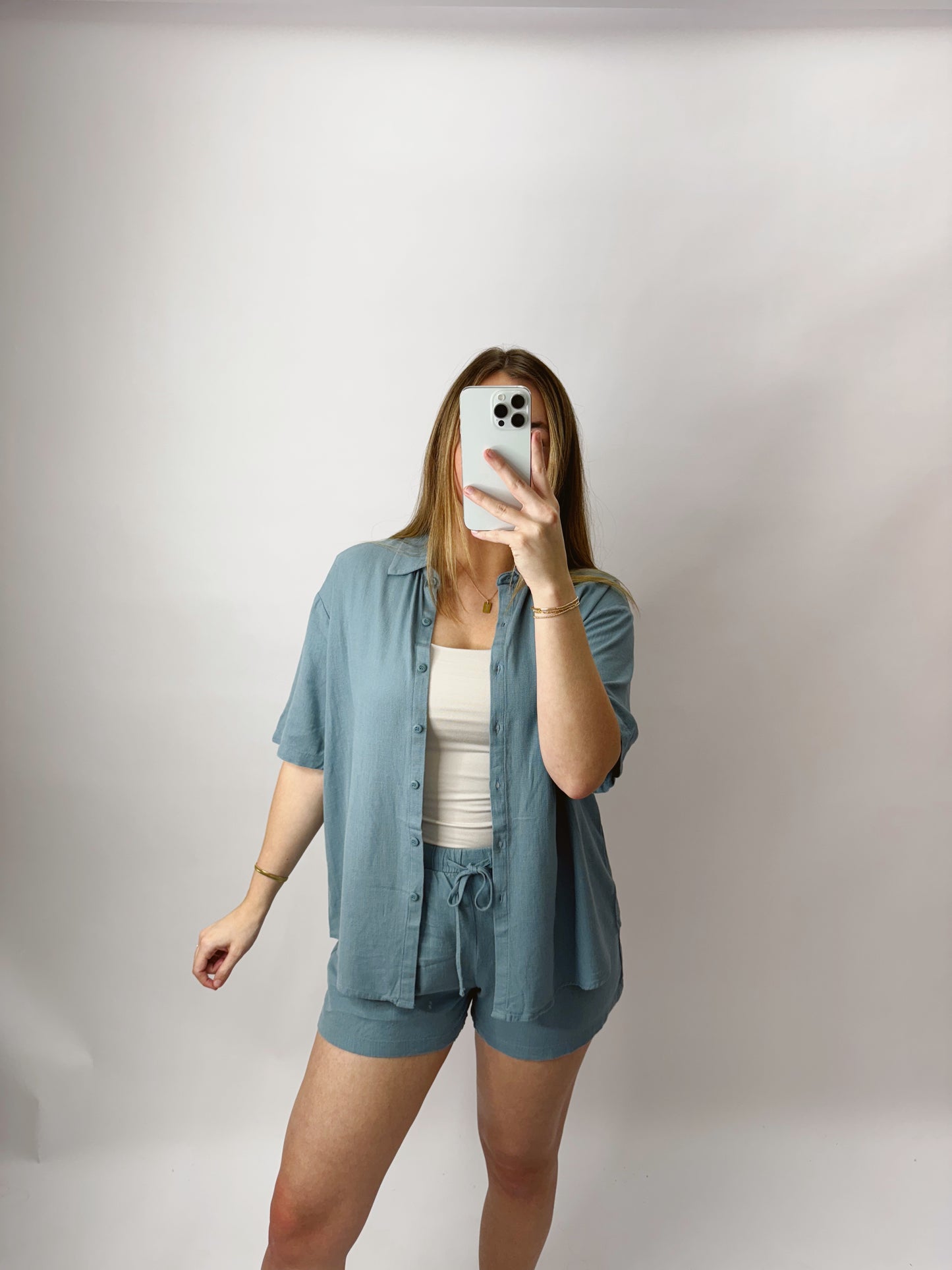 The Jennifer | Blue Top and Shorts Set