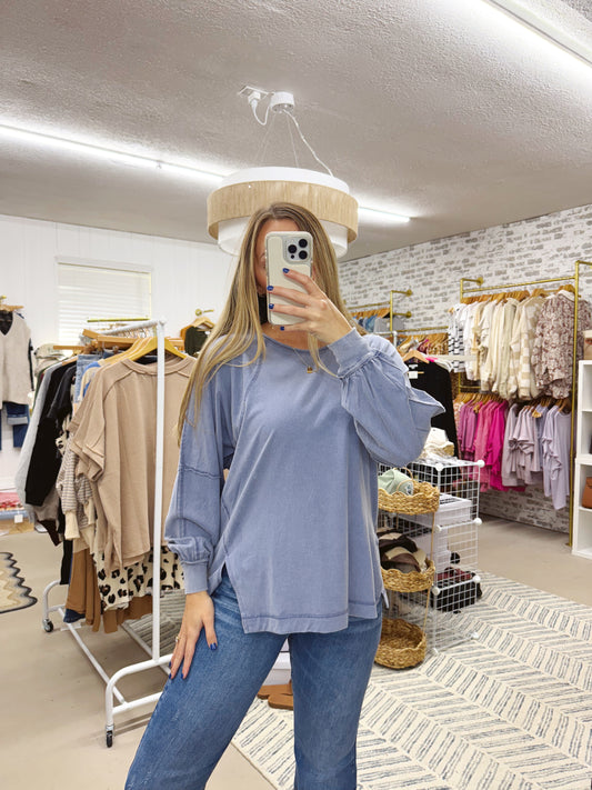 The Chloe | Washed Blue Long Sleeve