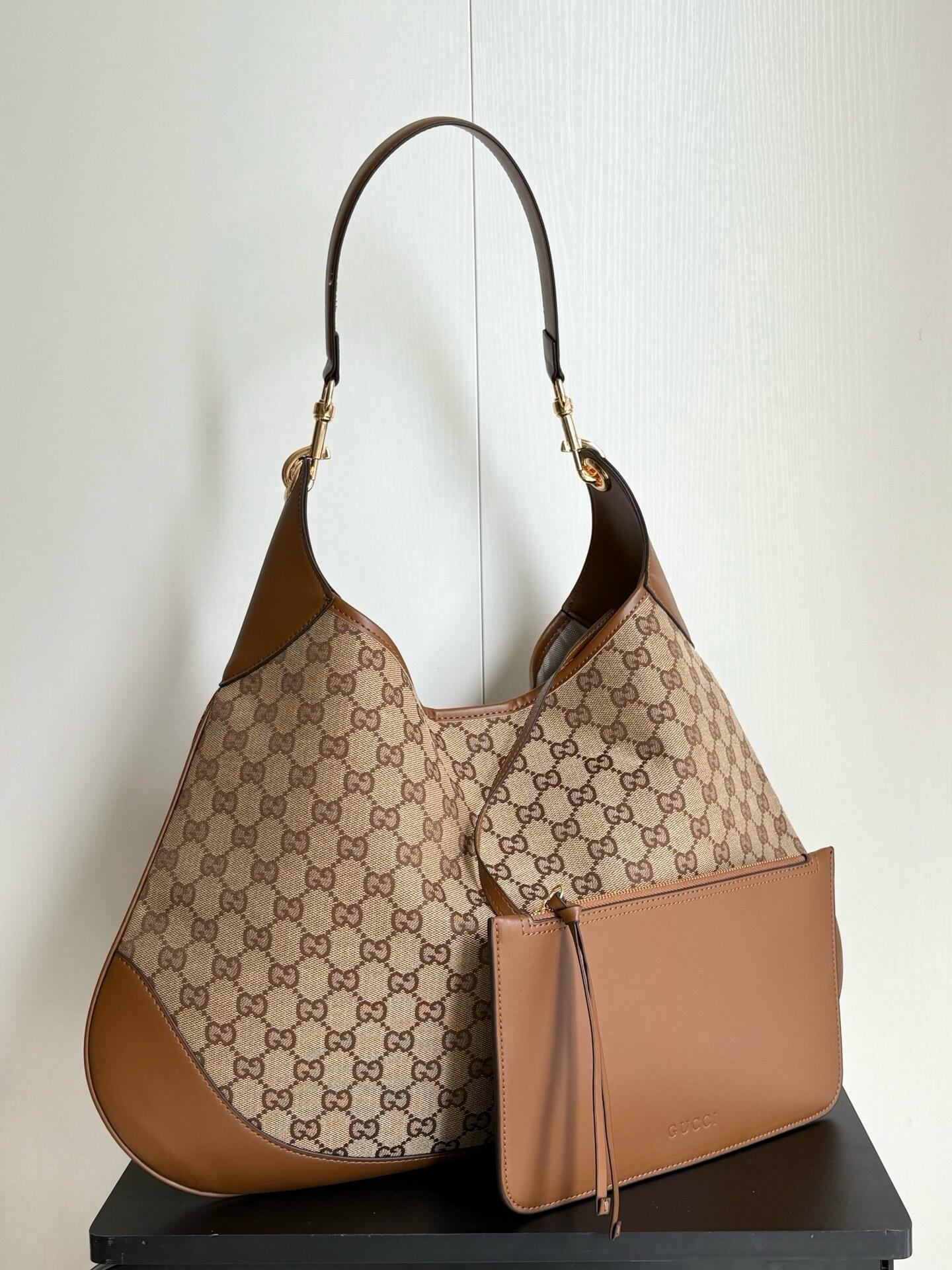 G Insp Brown Large Shoulder Bag