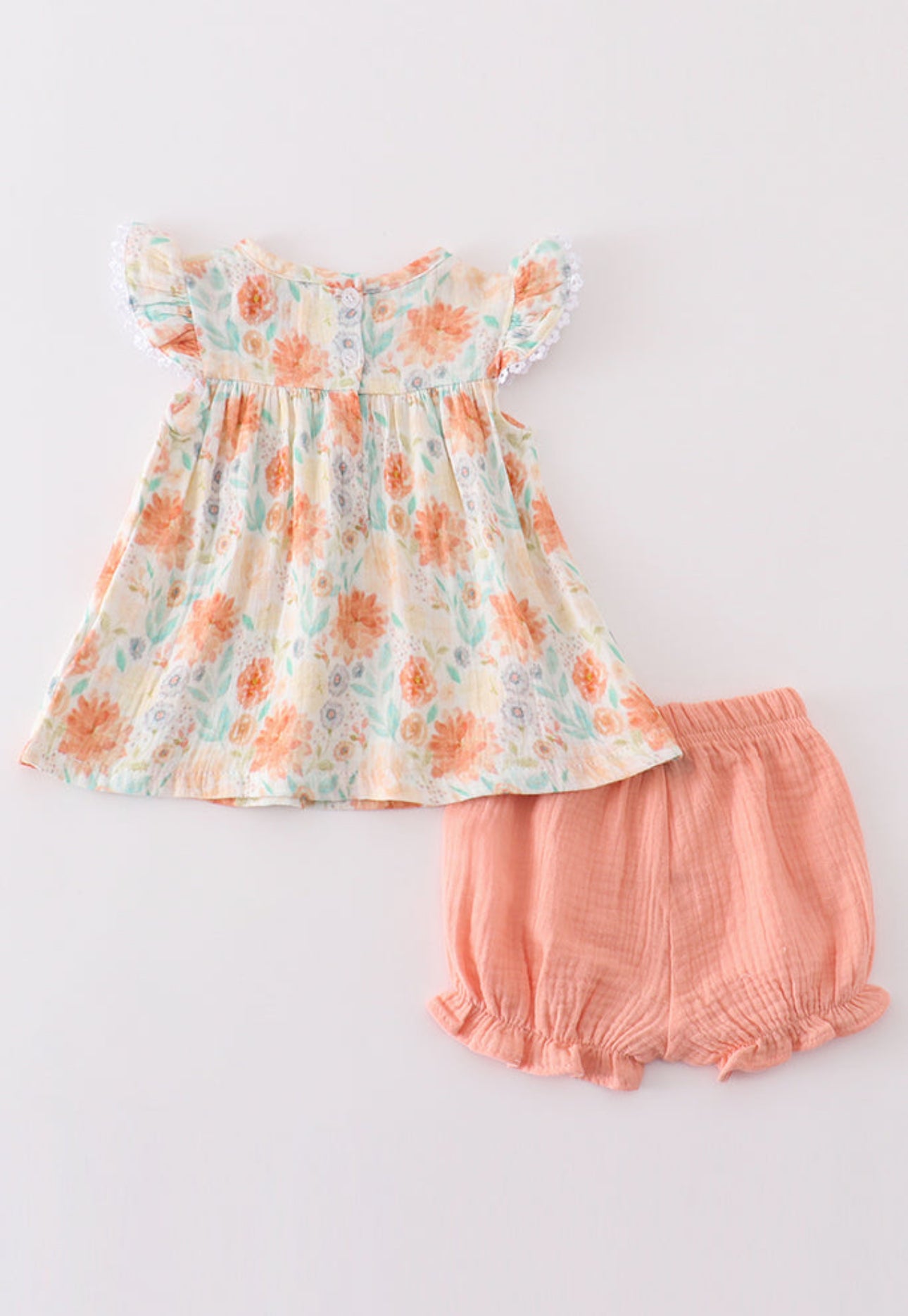 The Piper | Orange Floral Muslin Shorts Set