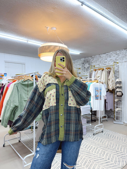 The Vinnie | Vintage Olive Plaid Button Up