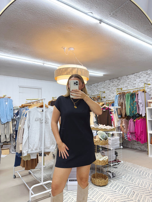 The Teagan | Black Mock Neck Dress