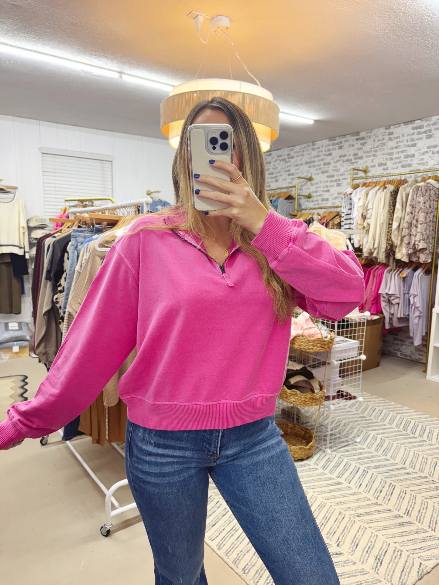 The French Terry Half Zip | Pink