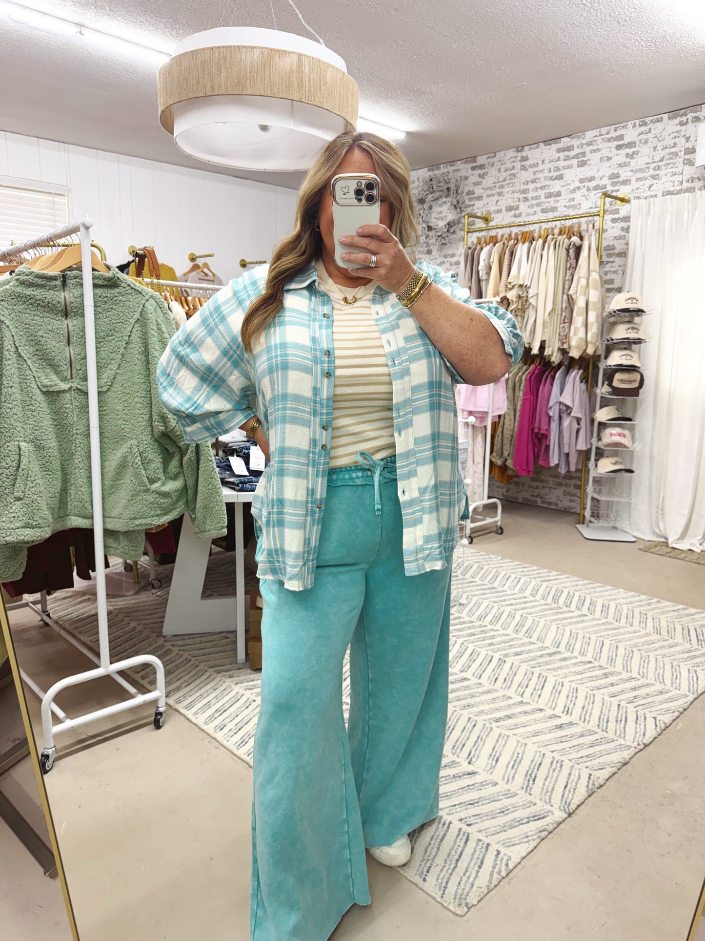The Susan | Teal and White Flannel