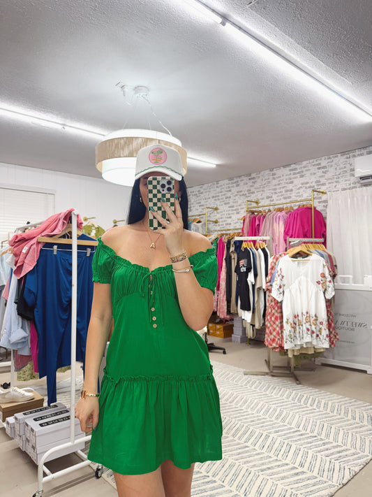 The Brittney | Green Linen Dress