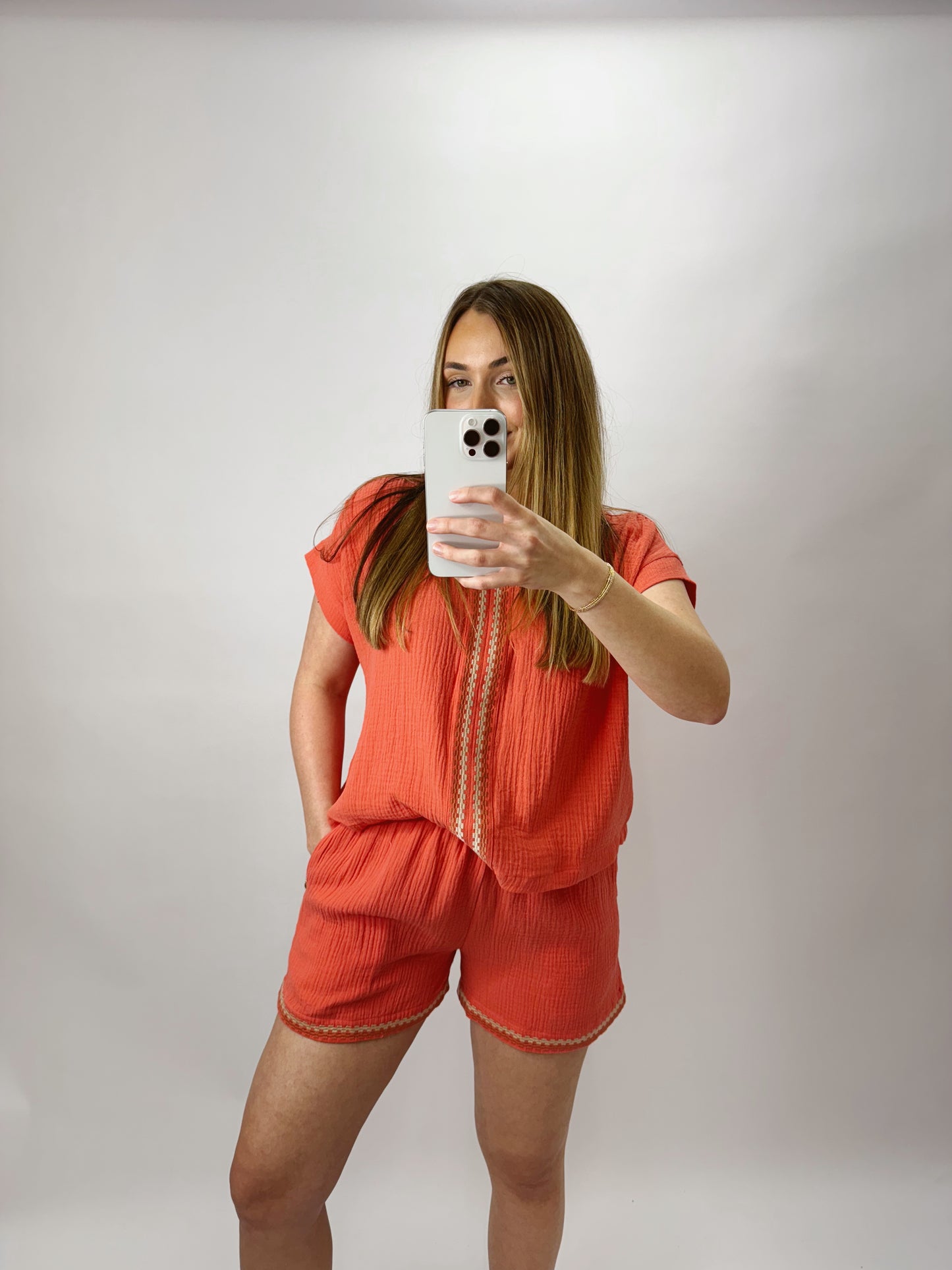The Tiffany | Coral Top & Shorts Set