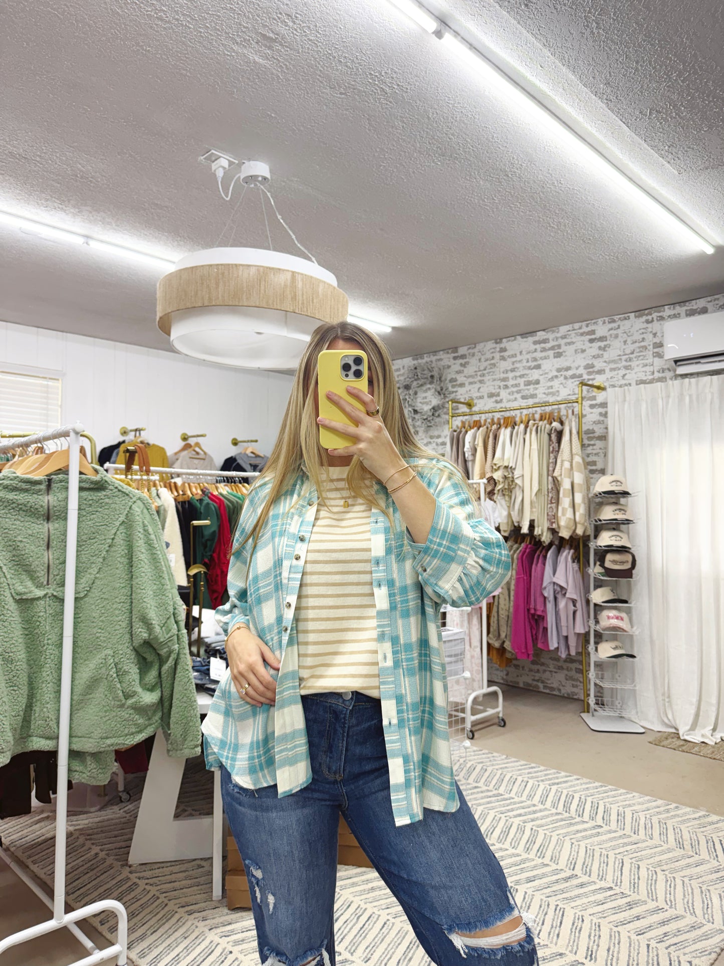The Susan | Teal and White Flannel