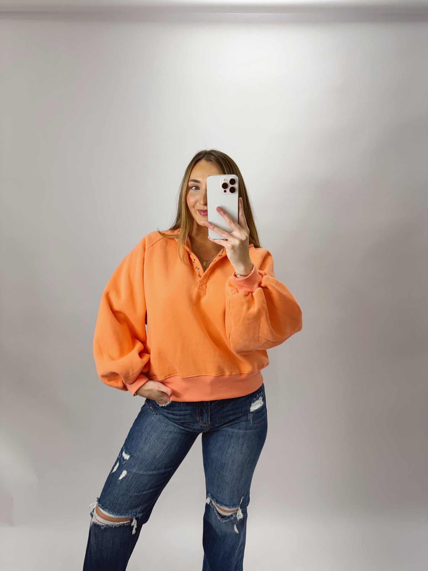 The Paige | Coral Collared Pullover