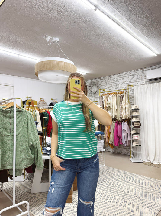 The Coastal Stripe Tee | Green