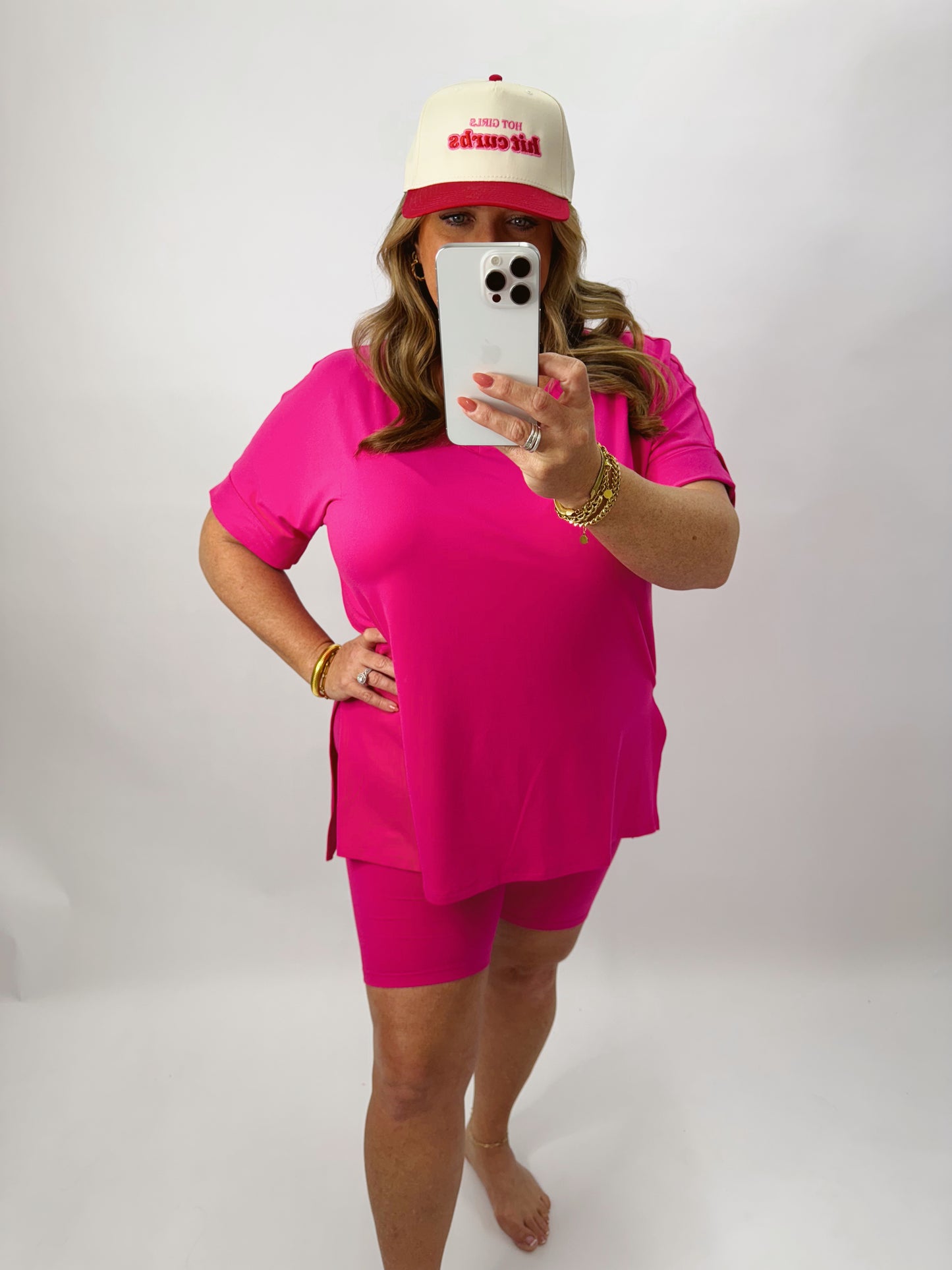 The Payton | Pink Biker Shorts Set