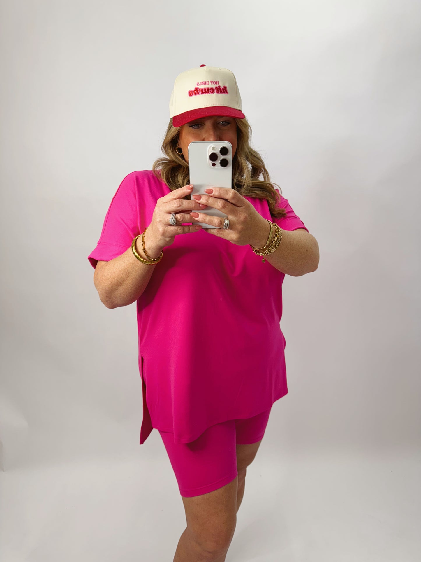 The Payton | Pink Biker Shorts Set
