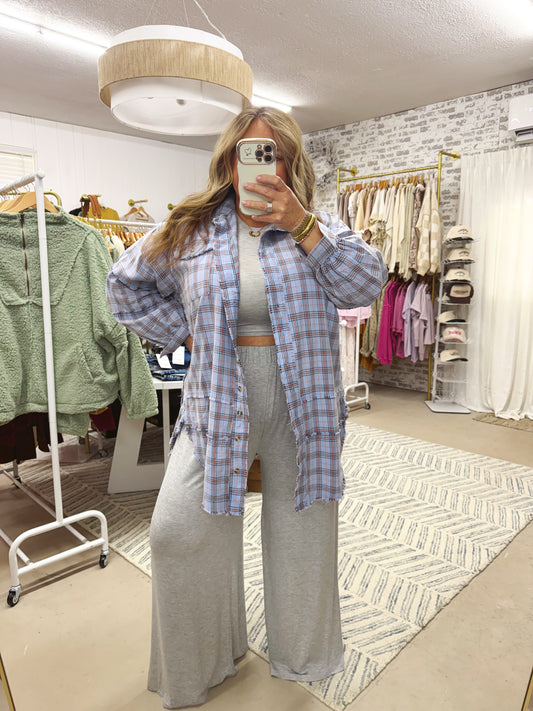 The Gretchen | Oversized Periwinkle Lavender Flannel