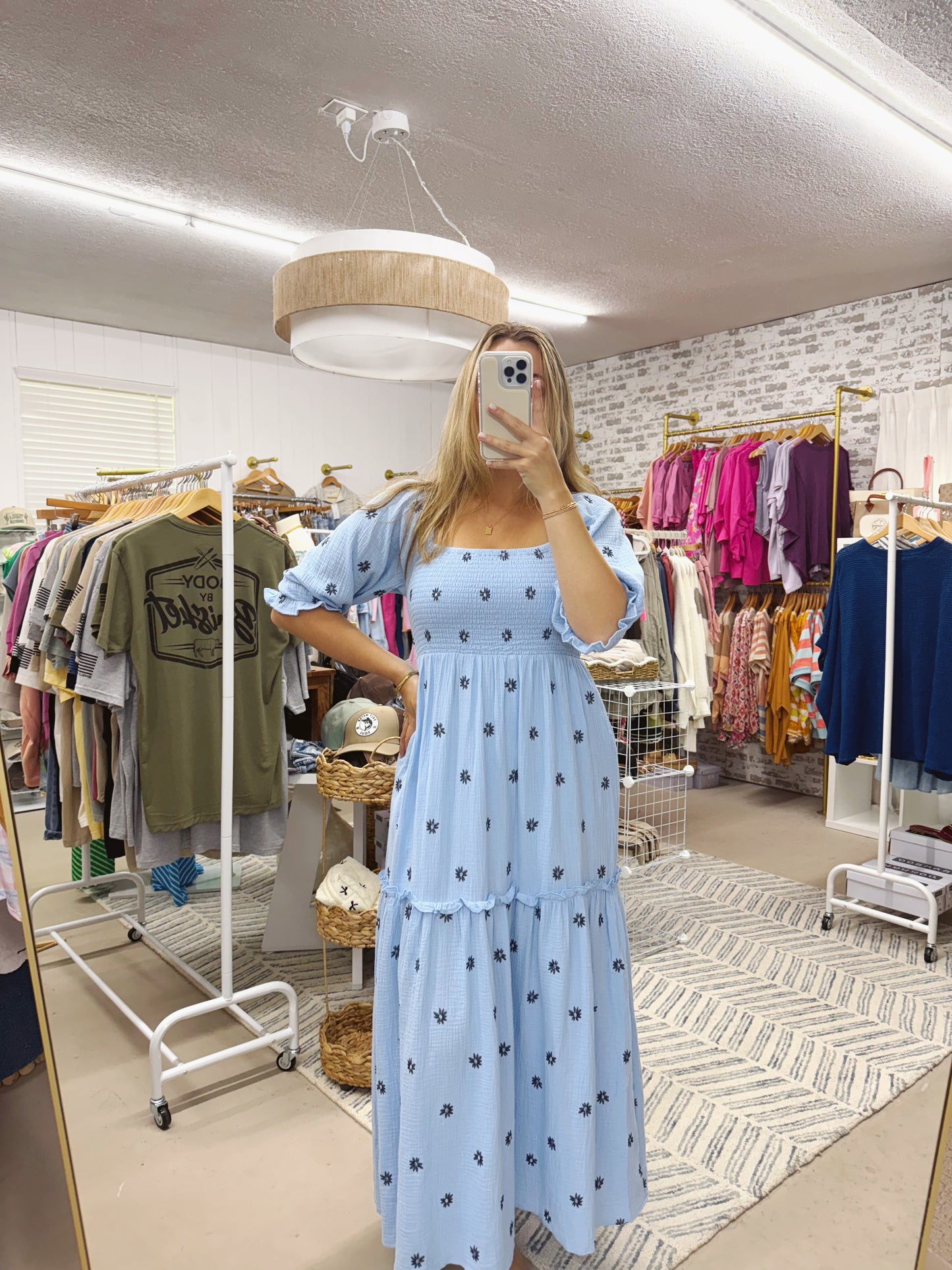 The Delilah | Blue Floral Embroidered Maxi