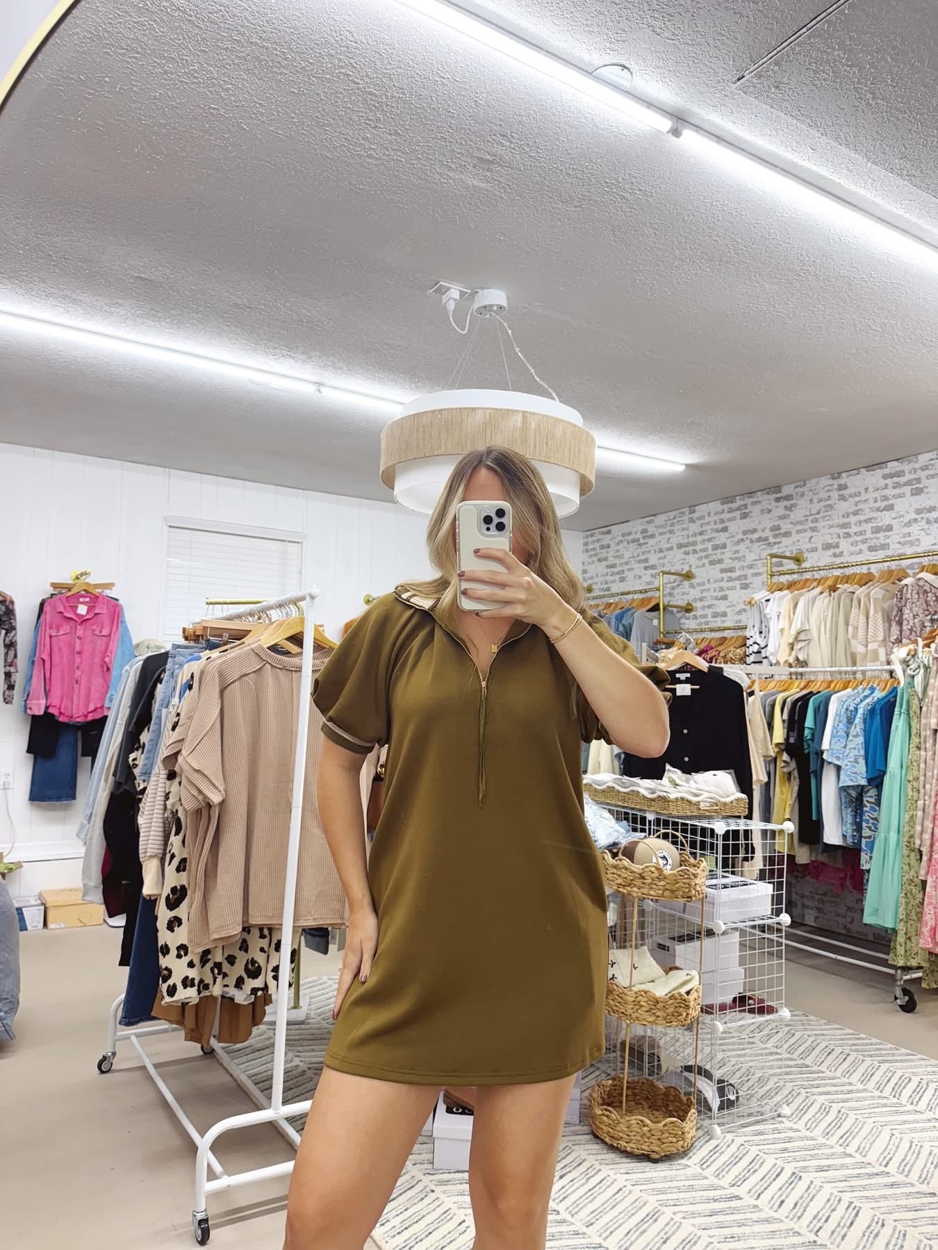 The Brenda | Olive Collared Dress