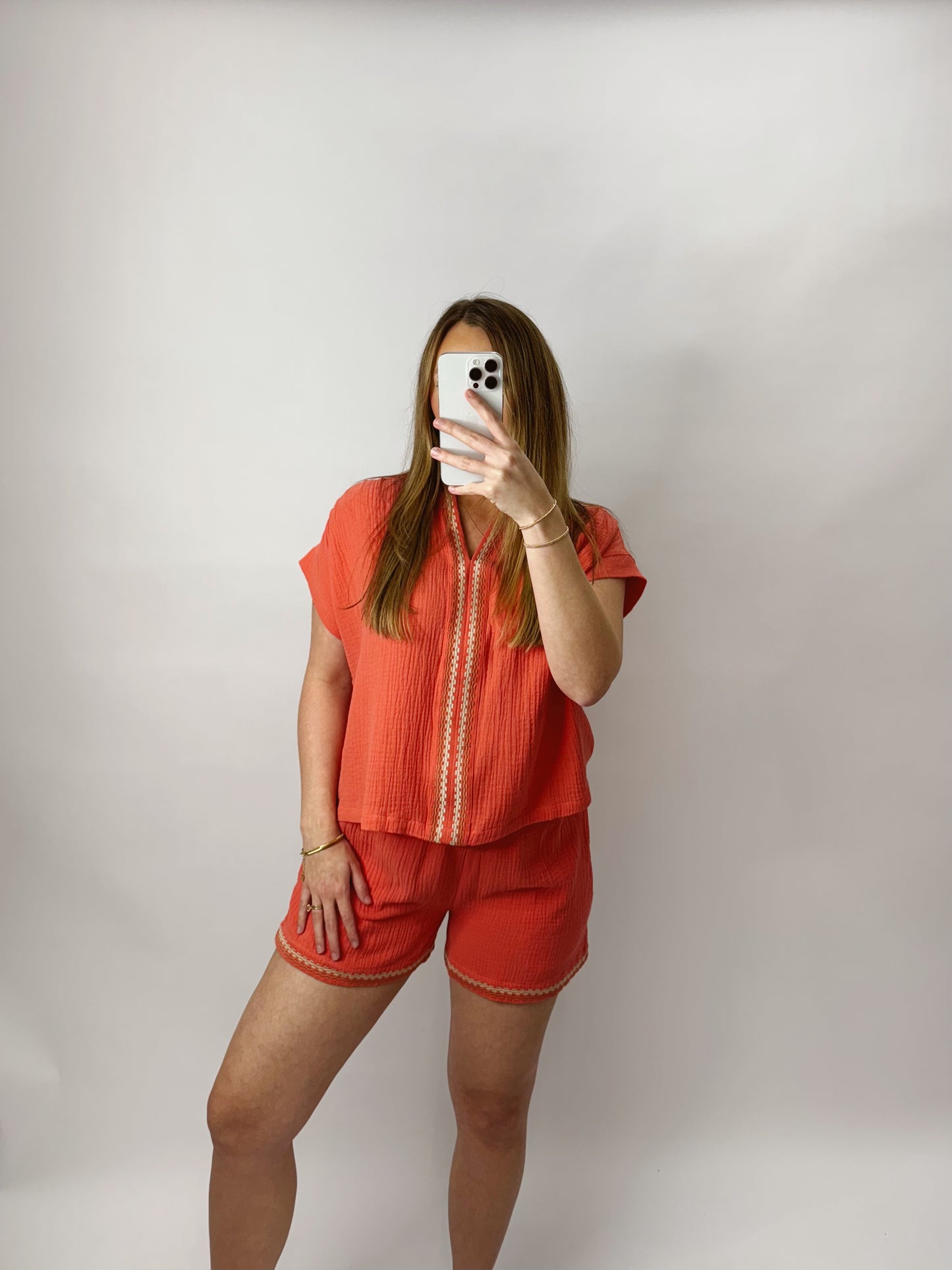 The Tiffany | Coral Top & Shorts Set