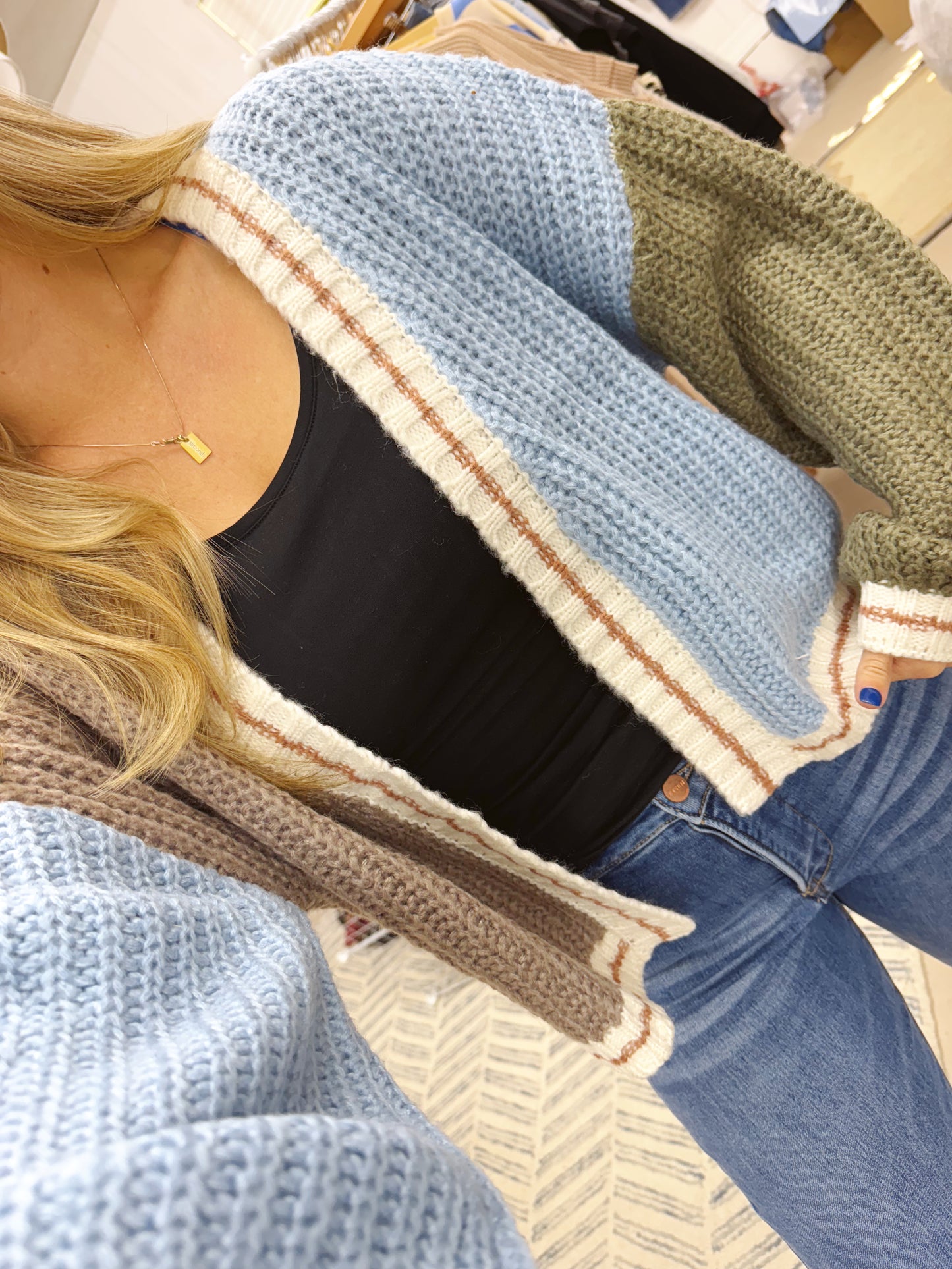 The Oversized Color Block Cardigan