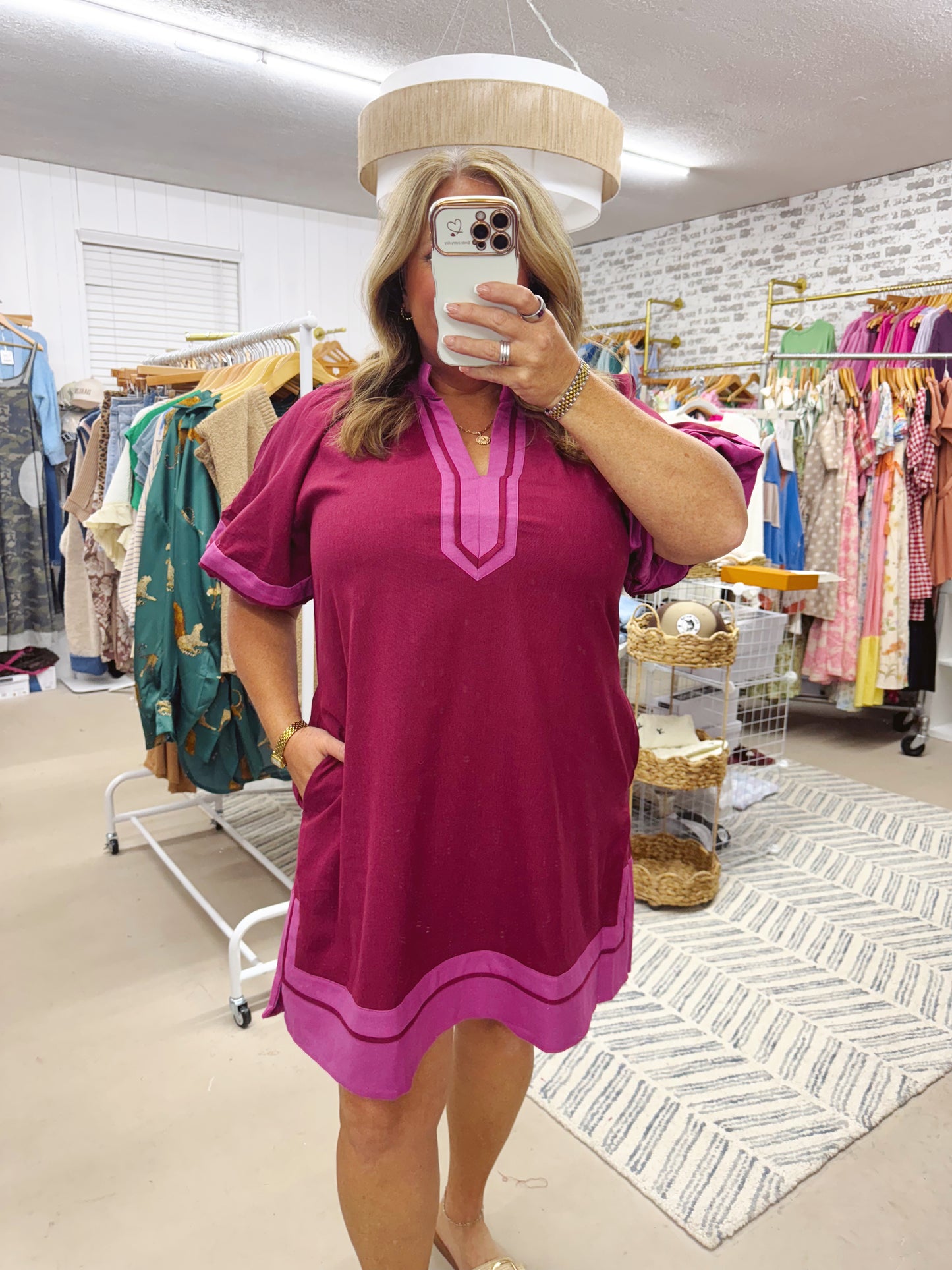 The Tracy | Wine and Pink Dress
