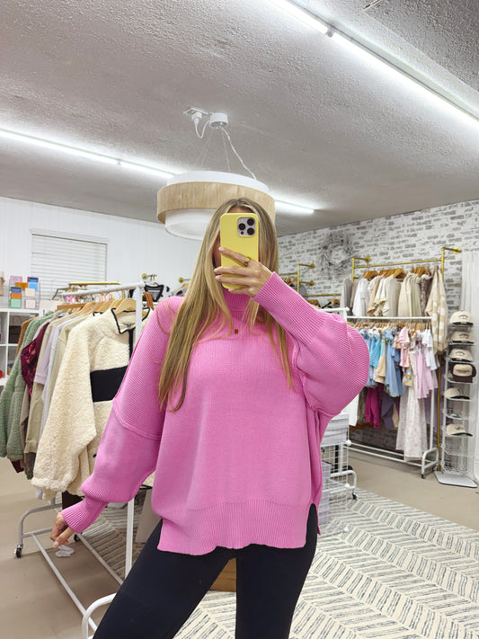 The Alice | Pink Side Slit Sweater