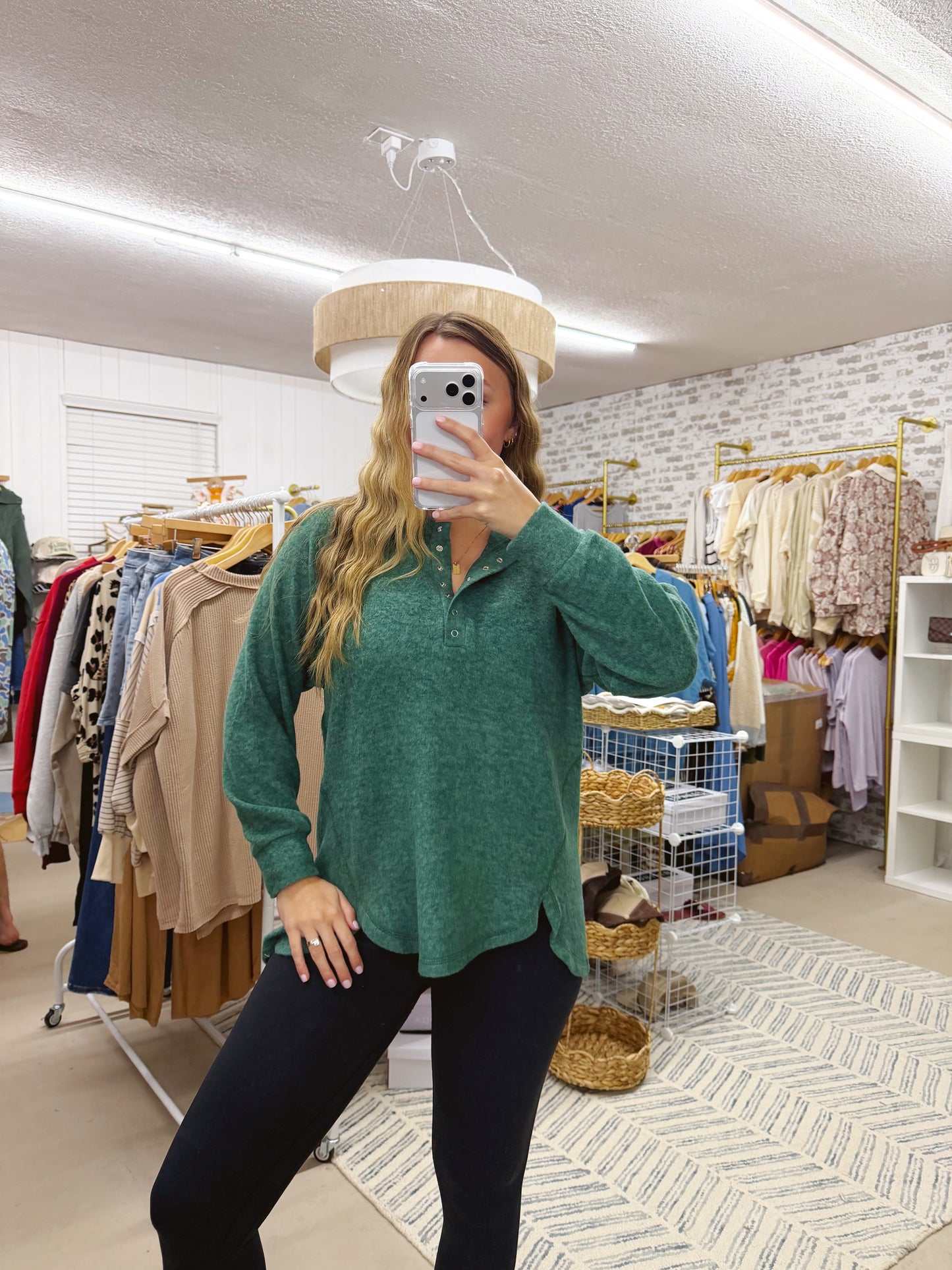 The Gloria | Green 7 Button Henley