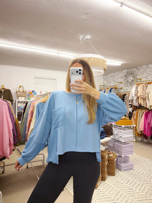 The Penny | Blue French Terry Pullover