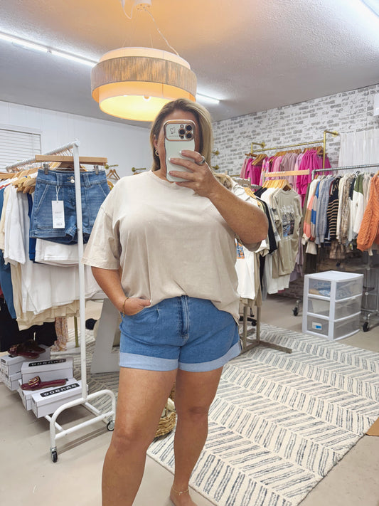 The Pleated Denim Shorts