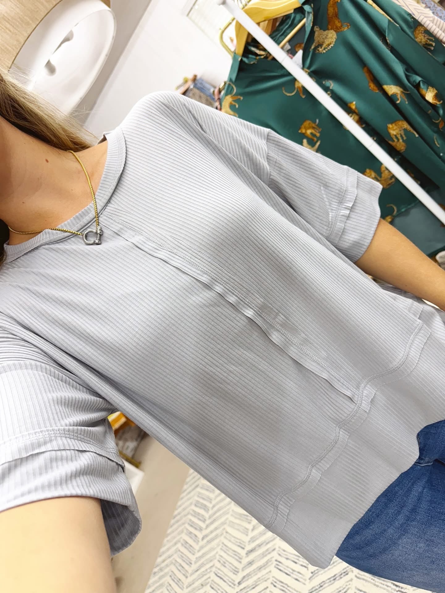 The Tia | Grey Ribbed Boatneck Tee