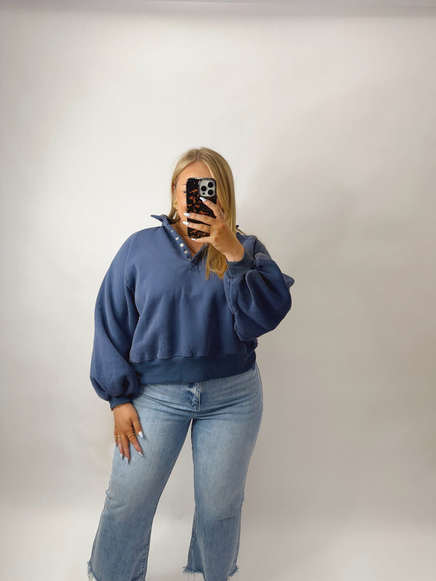 The Paige | Navy Collared Pullover
