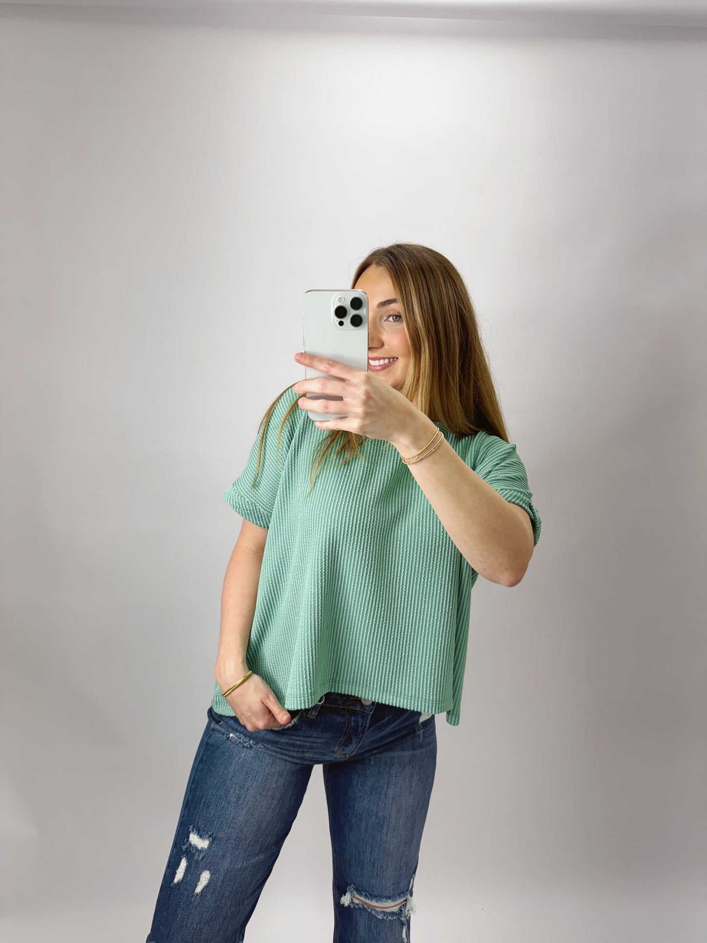 The Carina | Green Ribbed Tee