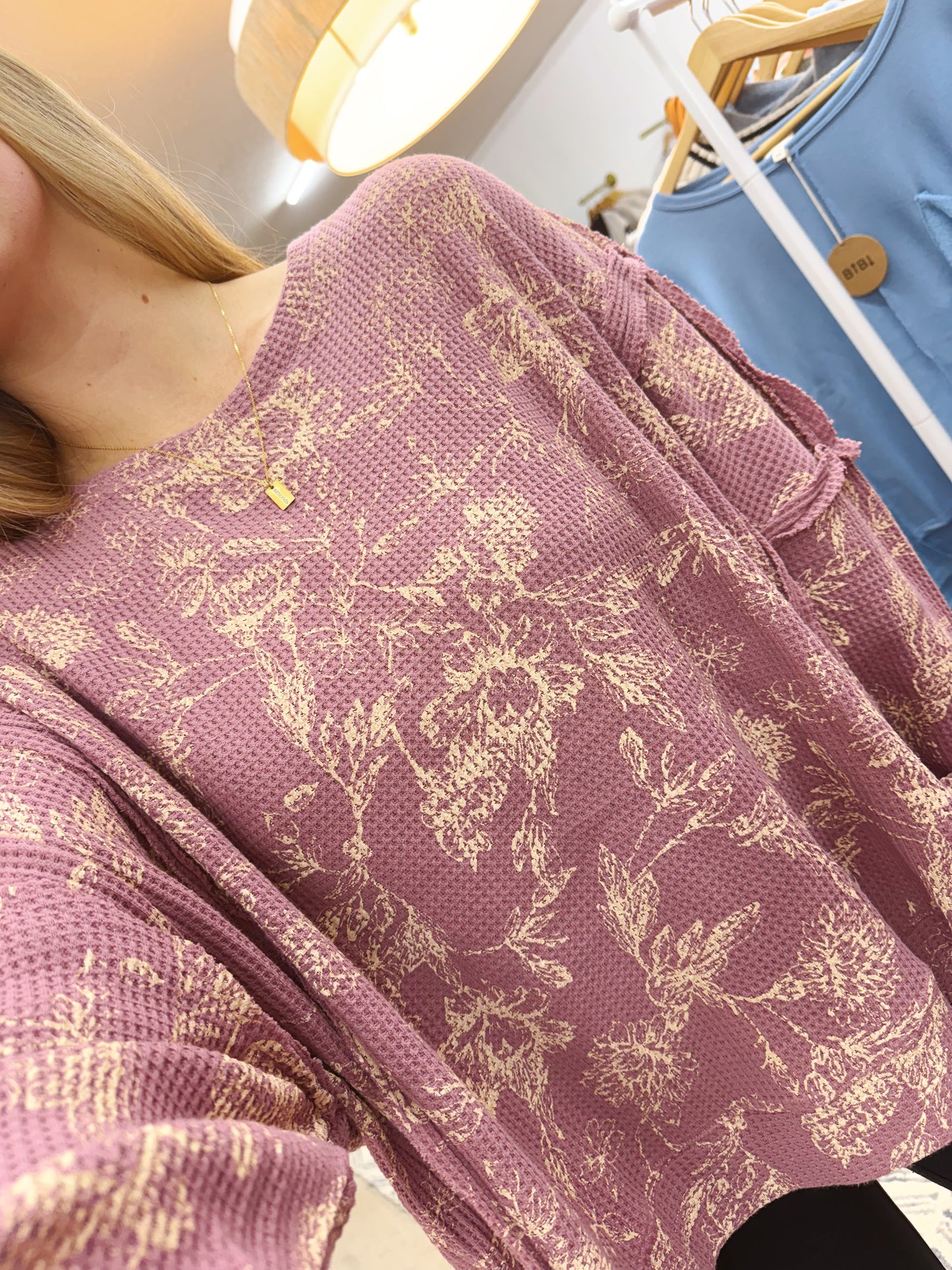 The Floral Waffle Thermal Top | Berry