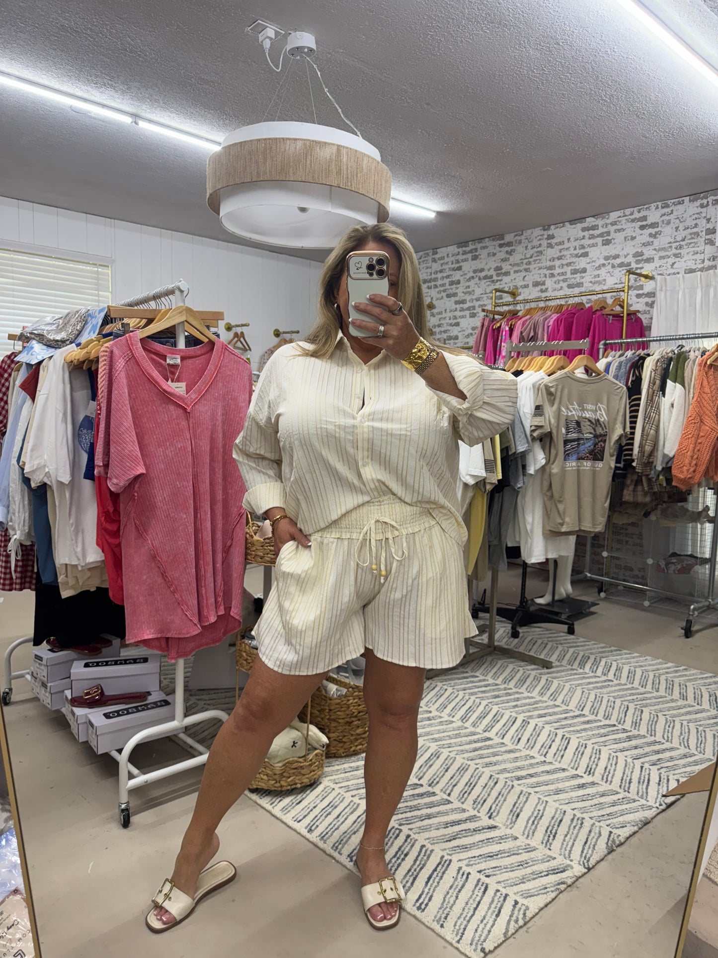 The Chaney | Cream Striped Set