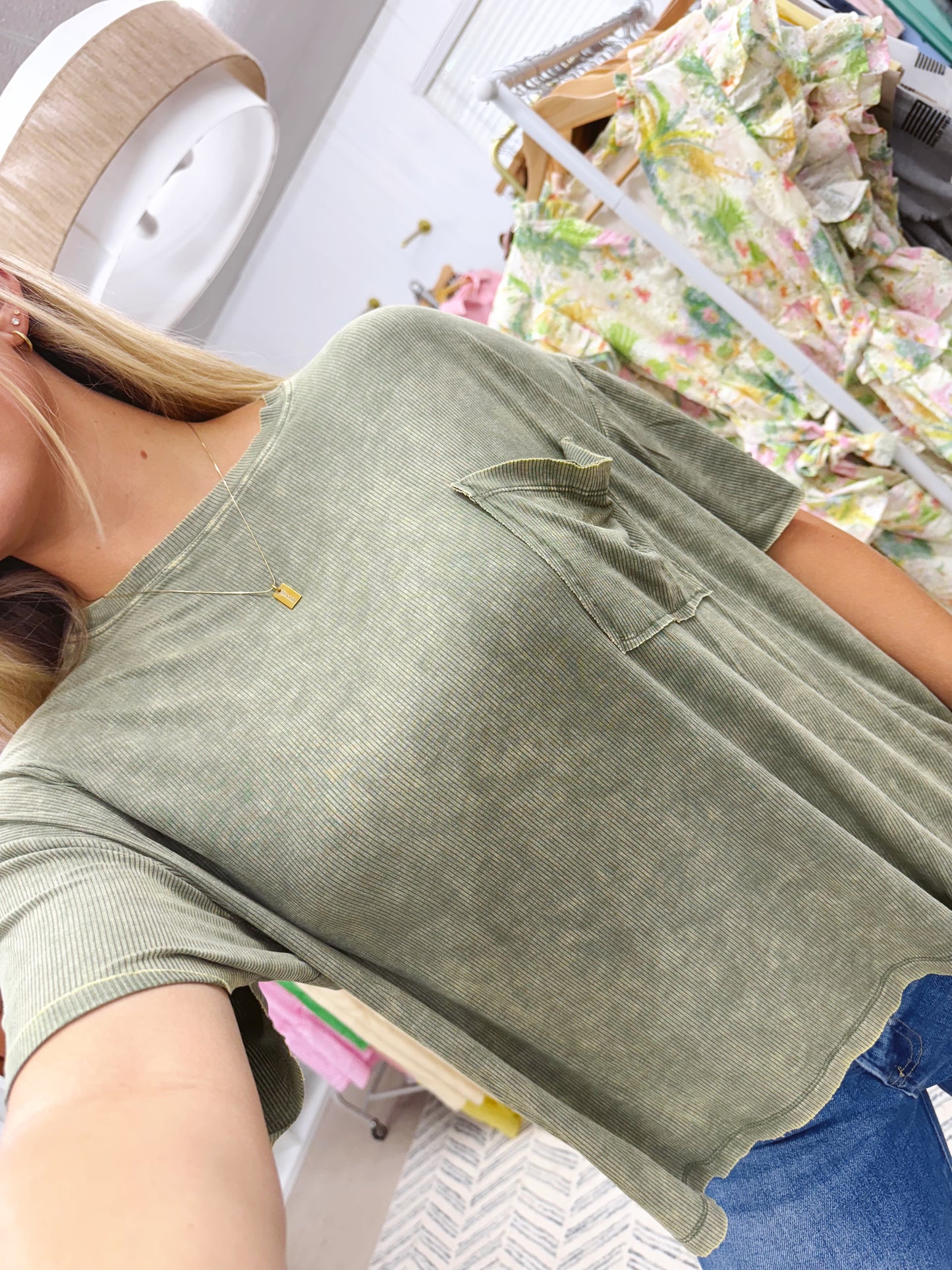 The Scarlett | Olive Slouchy Pocket Tee