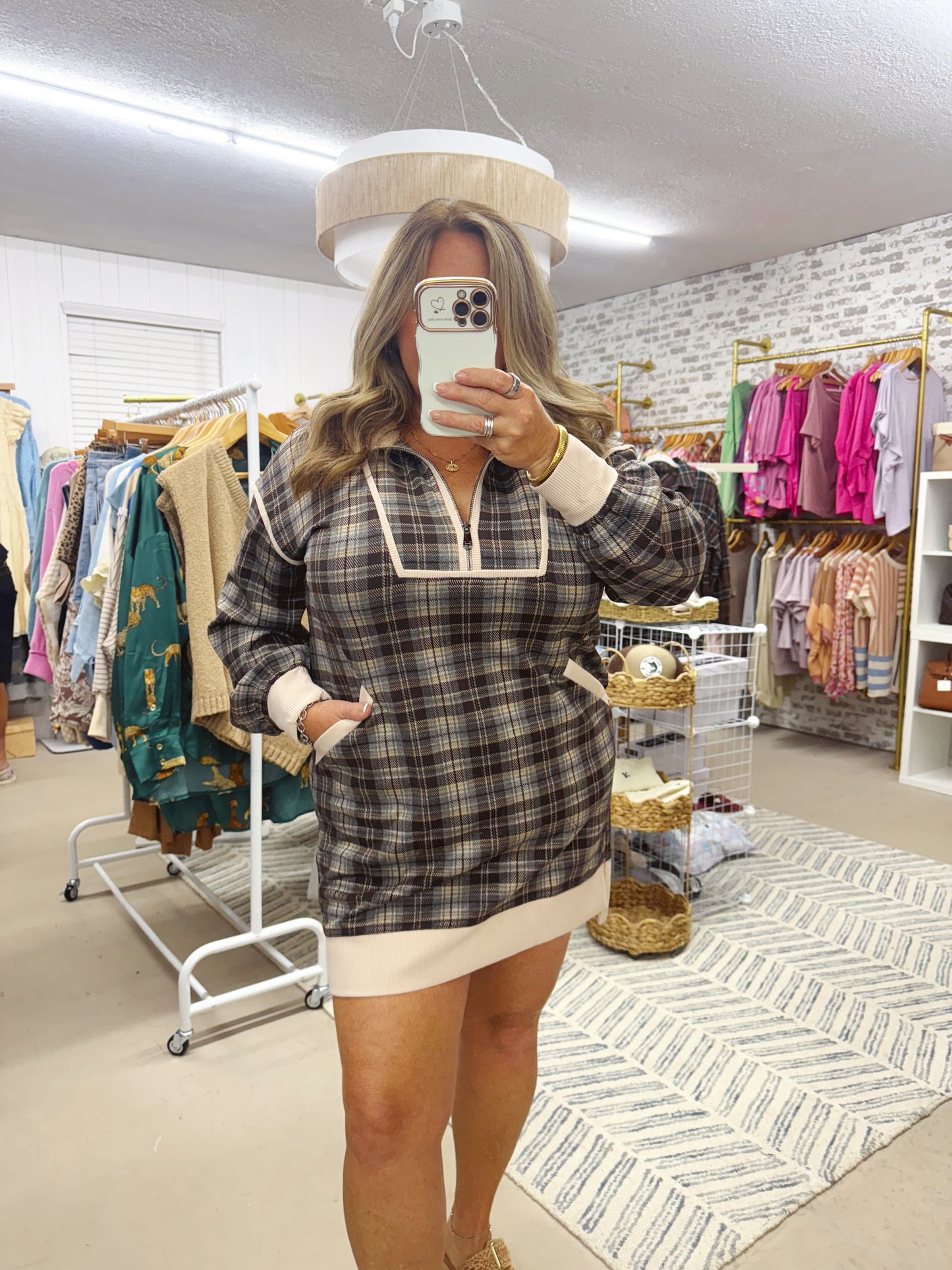 The Trilla | Plaid Quarter Zip Dress