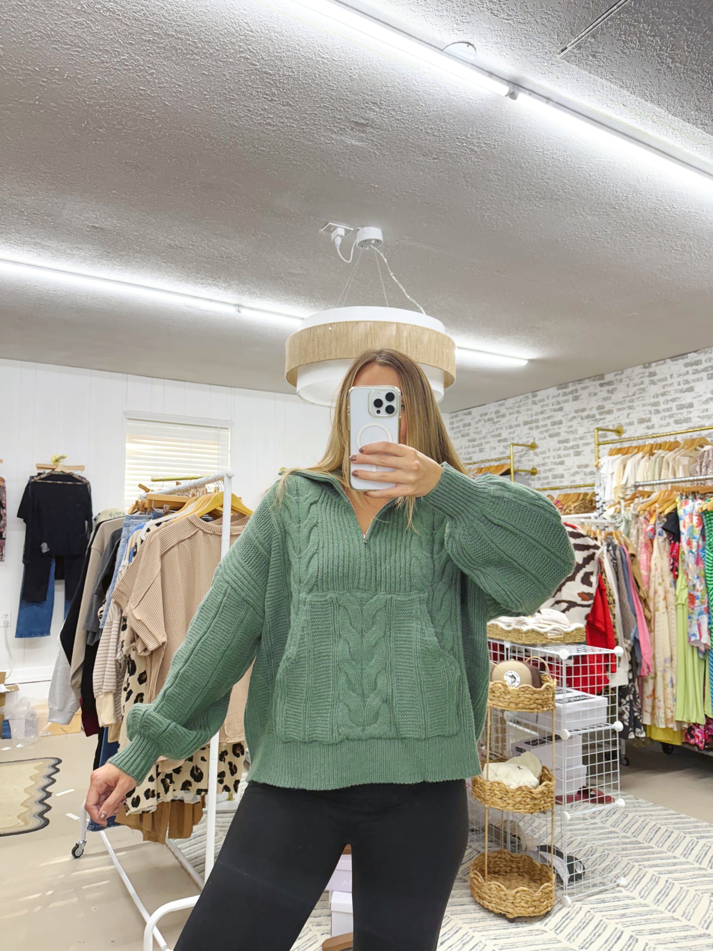 The Kelly | Green Chunky Knit Sweater