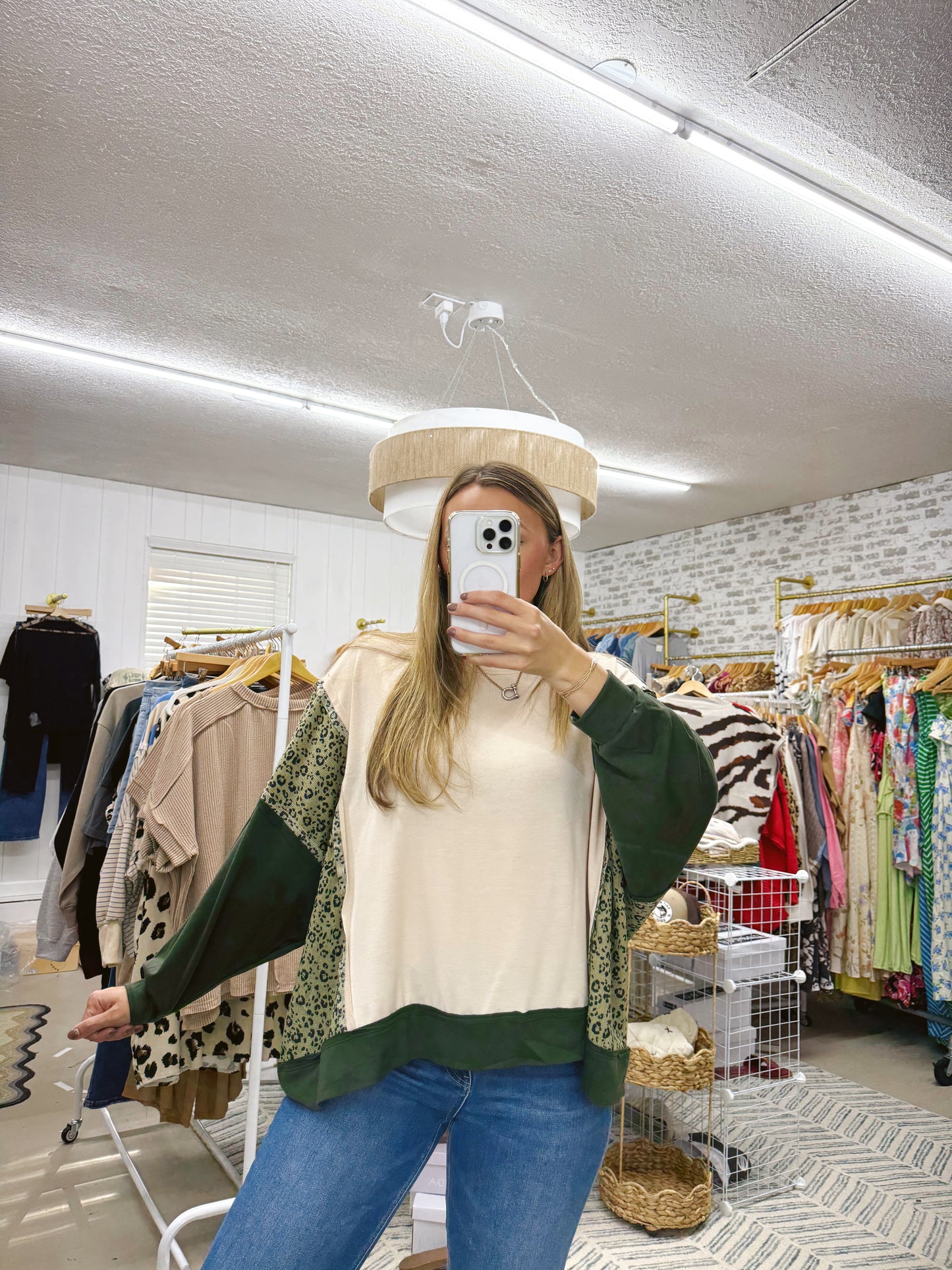 The Mindy | Olive Color Block Top