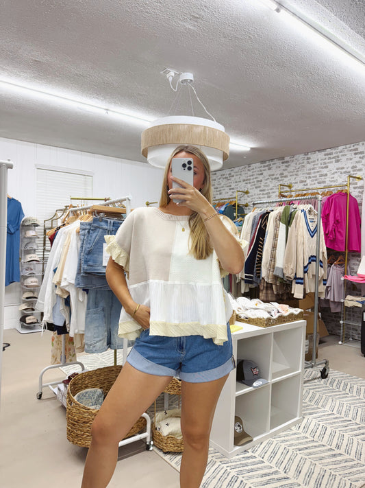The Marley | Neutral Colorblock Top