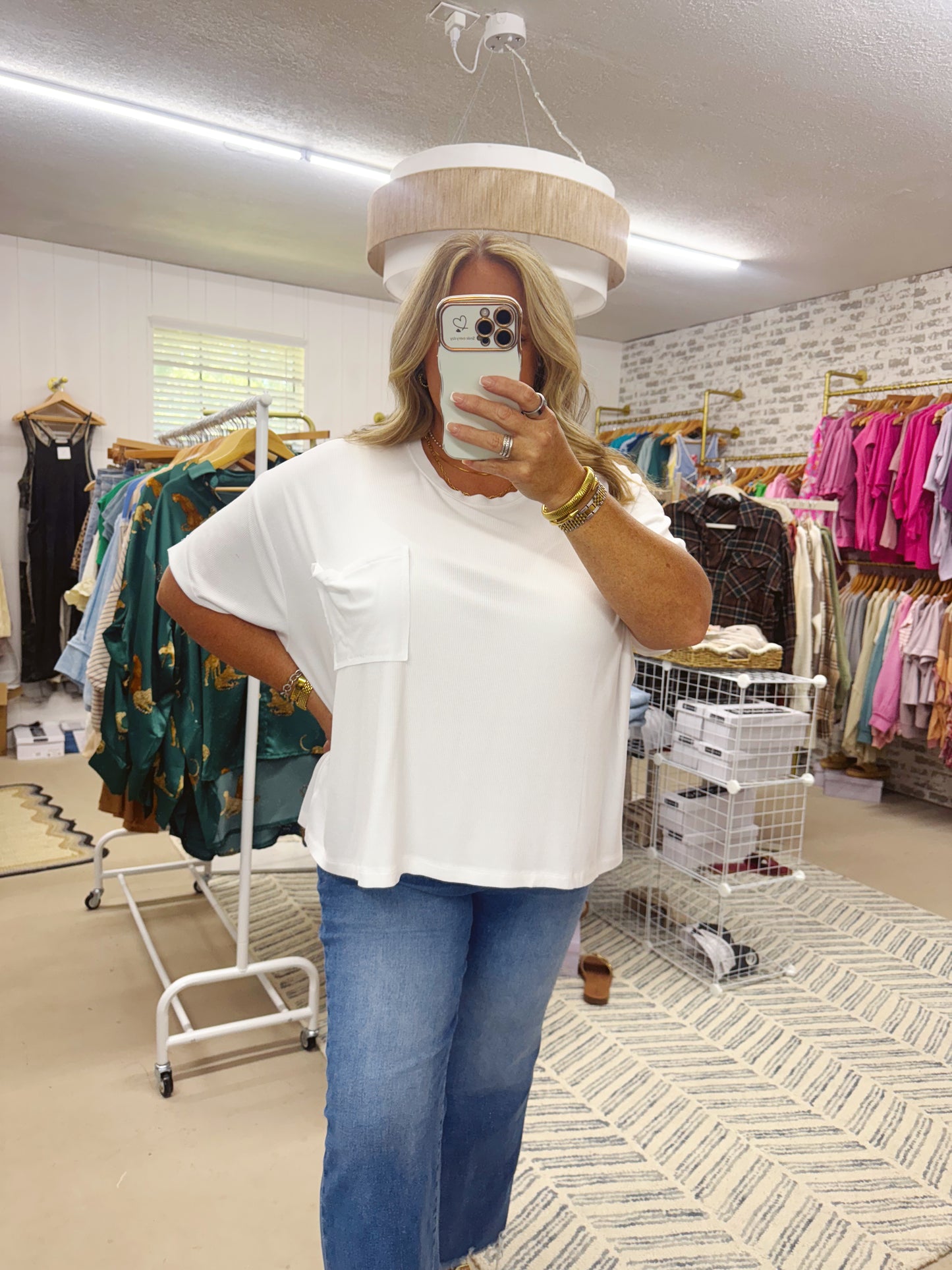 The Scarlett | White Slouchy Pocket Tee