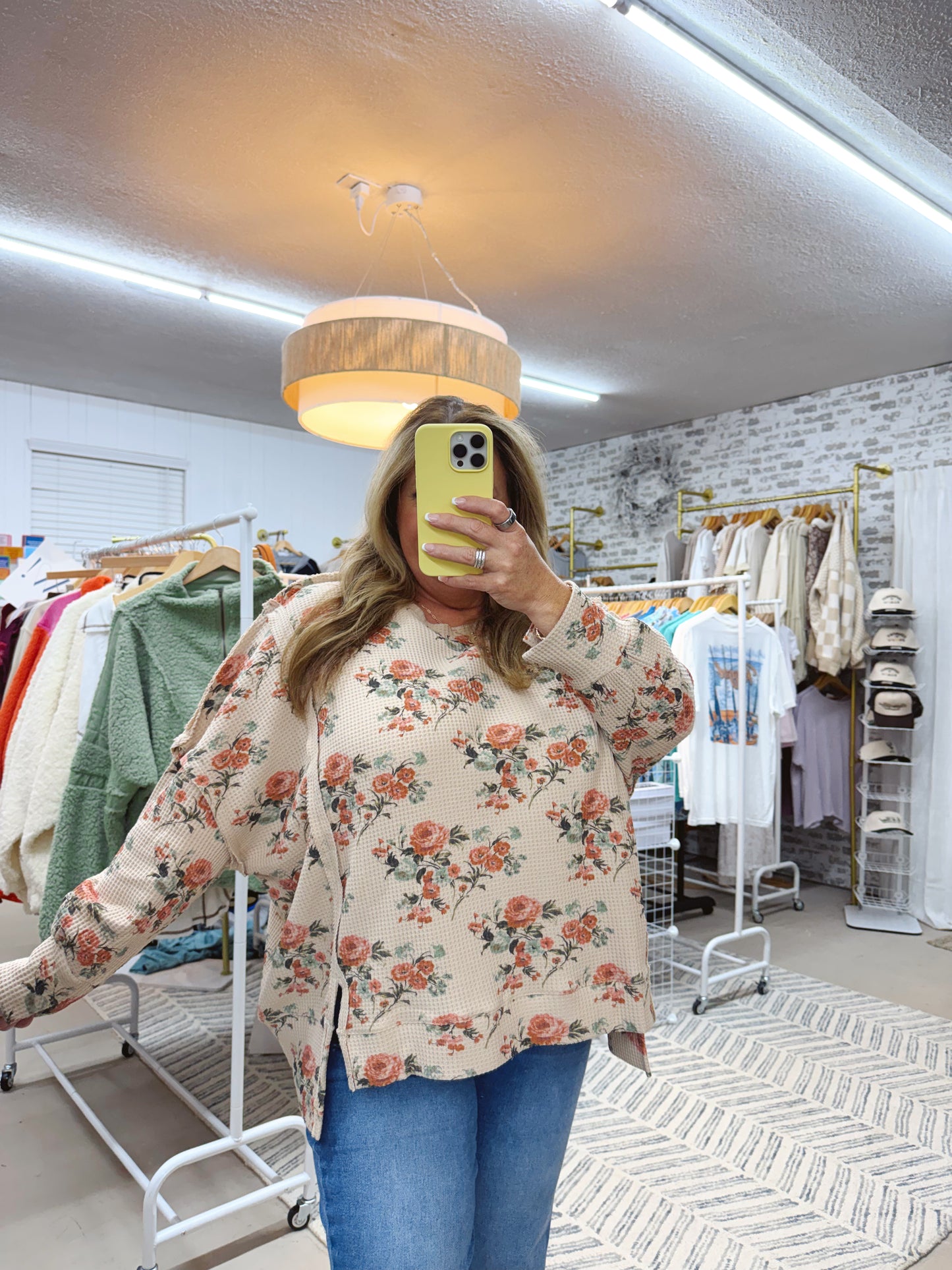 The Floral Waffle Thermal Top | Neutral