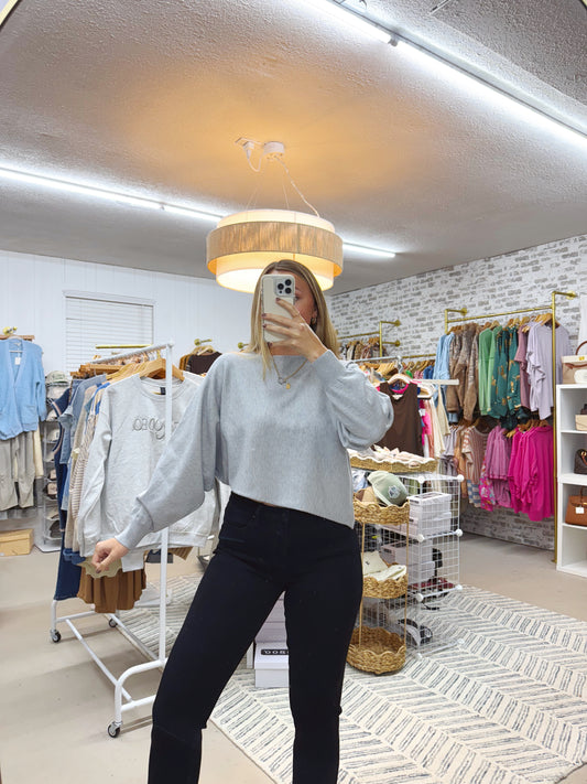 The Gabrielle | Grey Cropped Sweatshirt