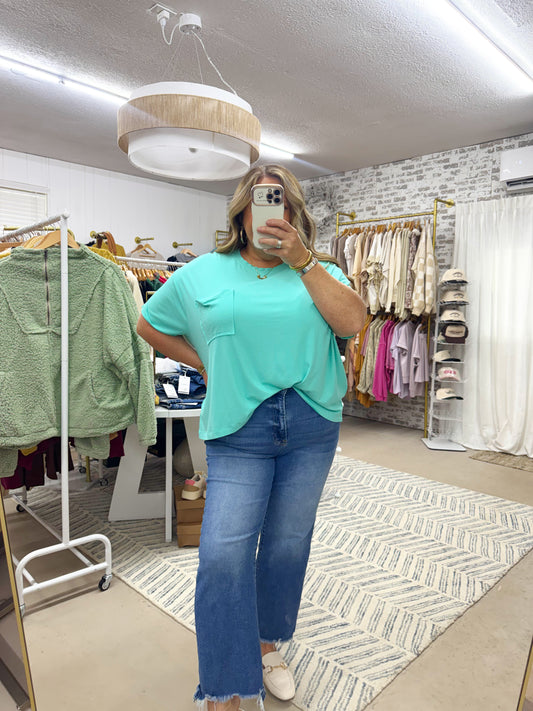 The Scarlett | Mint Slouchy Pocket Tee