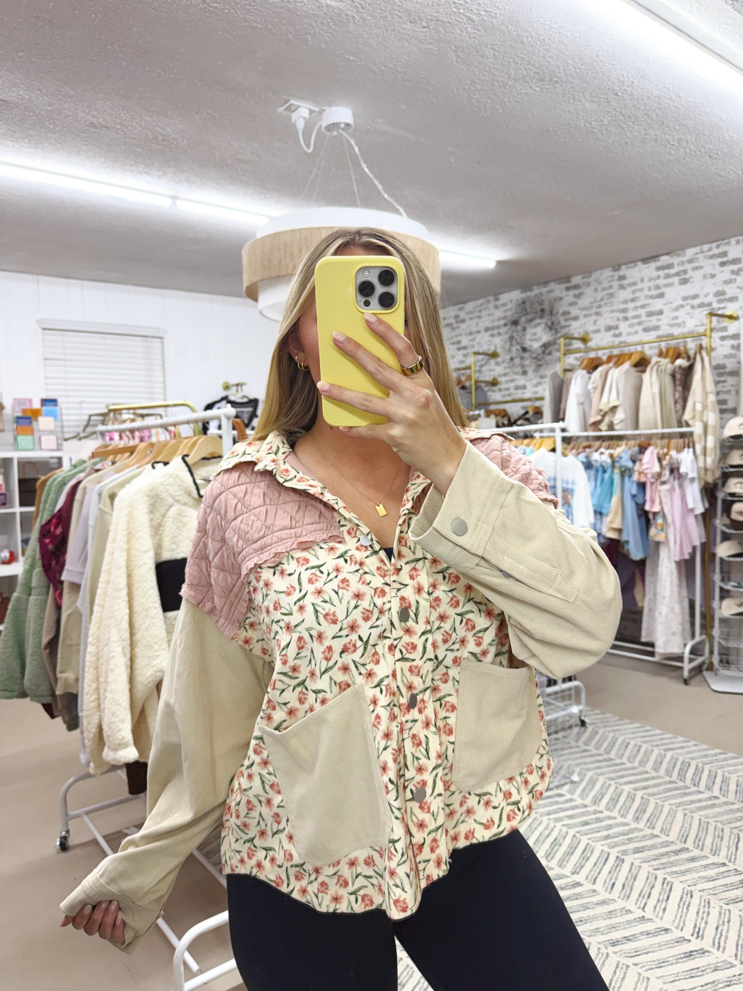 The Beatrice | Pink and Floral Button Shacket