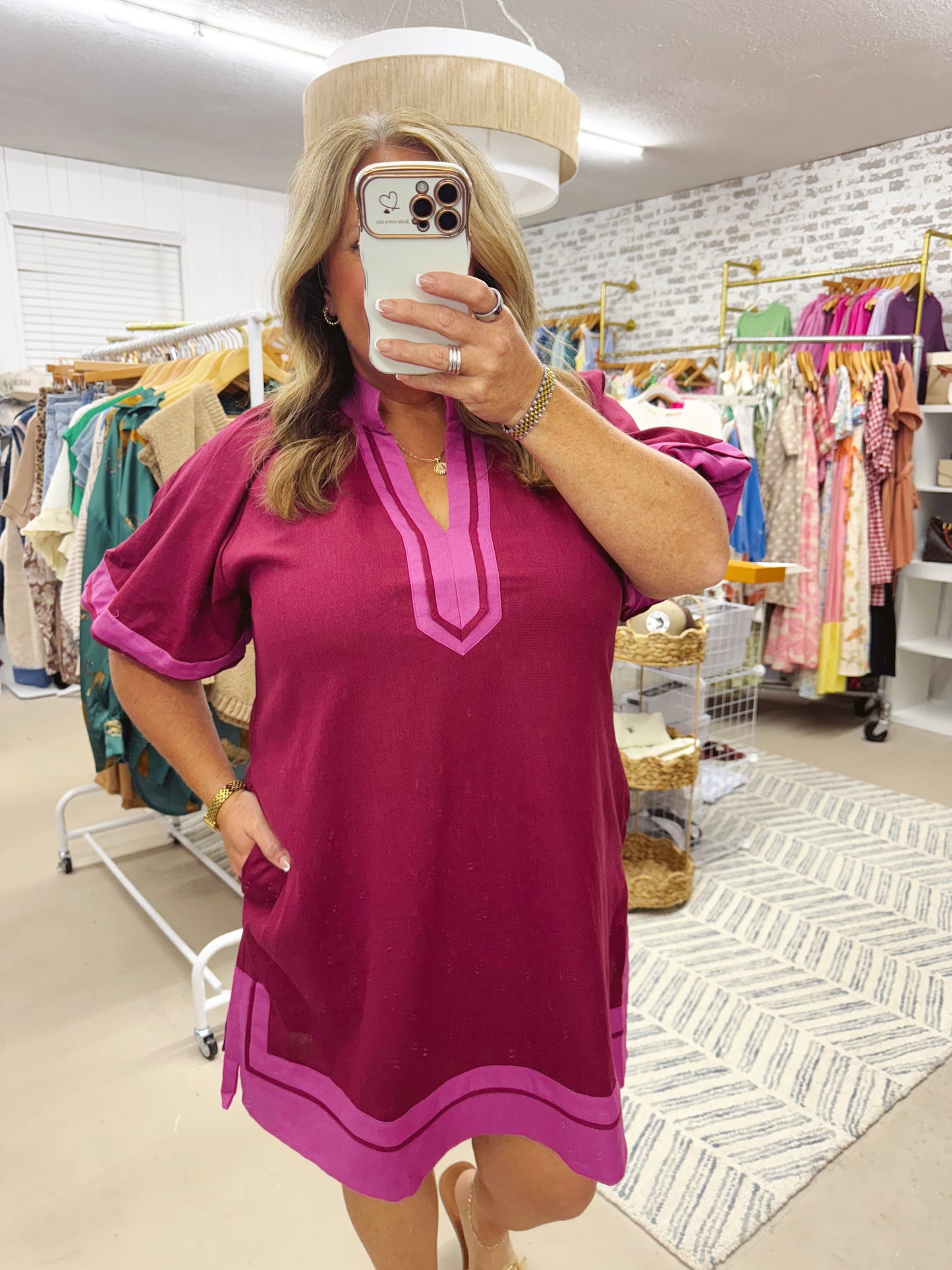 The Tracy | Wine and Pink Dress