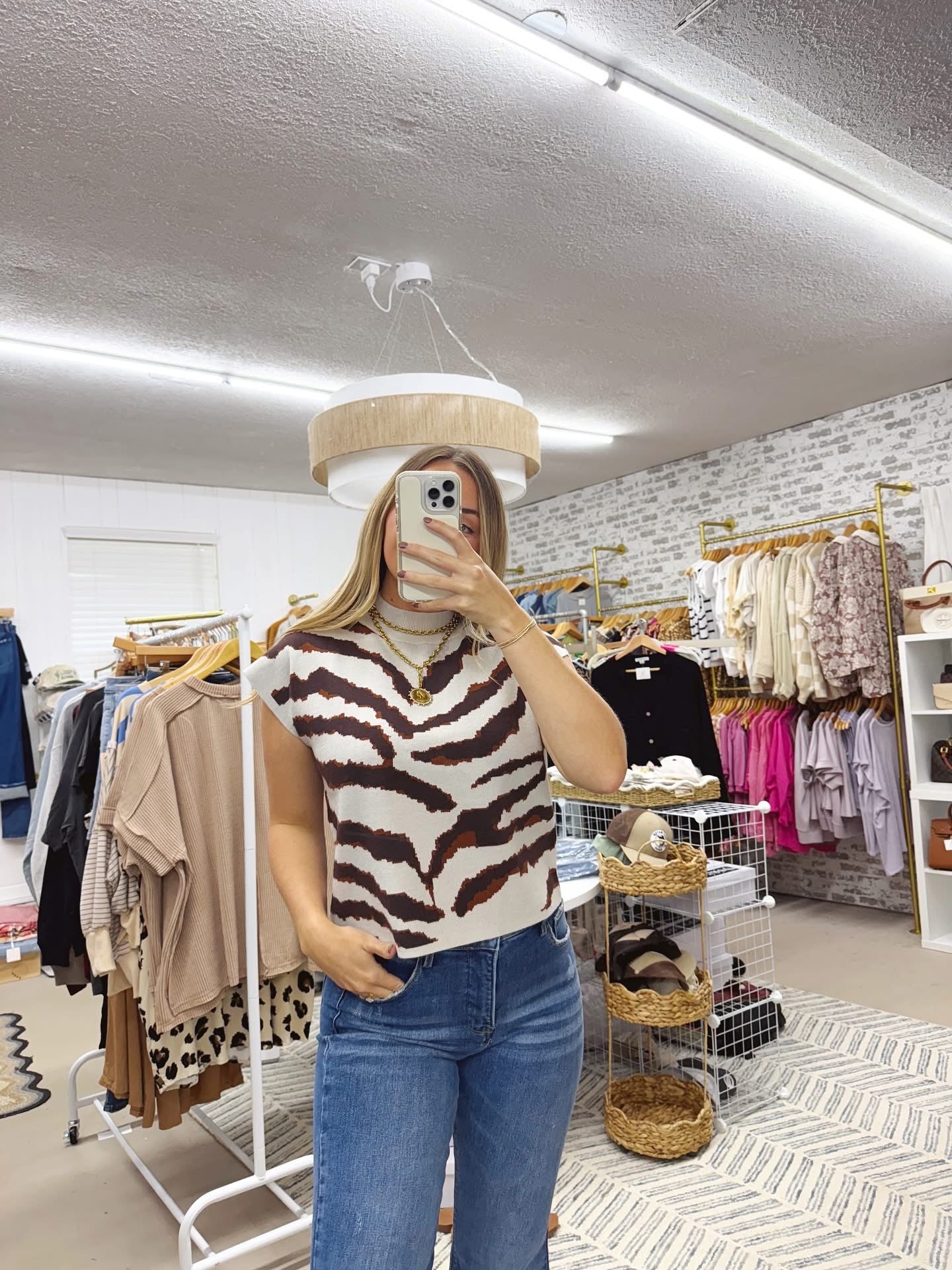 The Addie | Grey Animal Print Knit Top