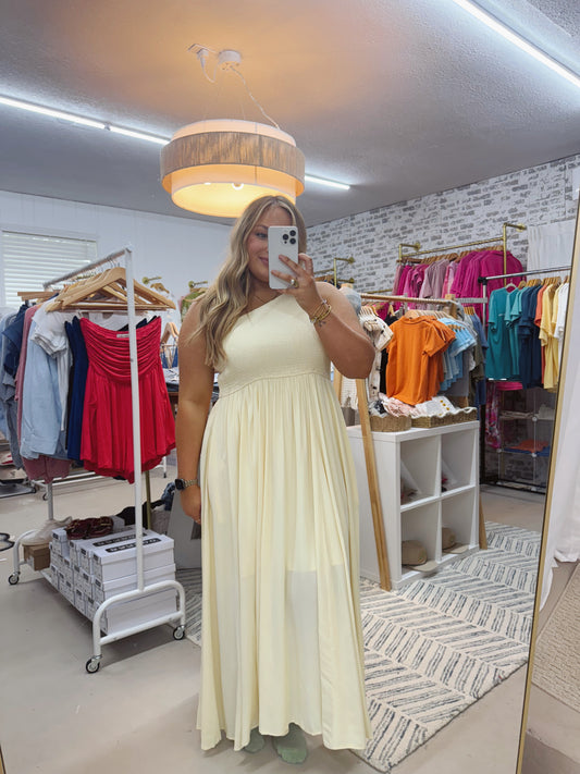 The Kaycen | Cream One Shoulder Maxi Dress