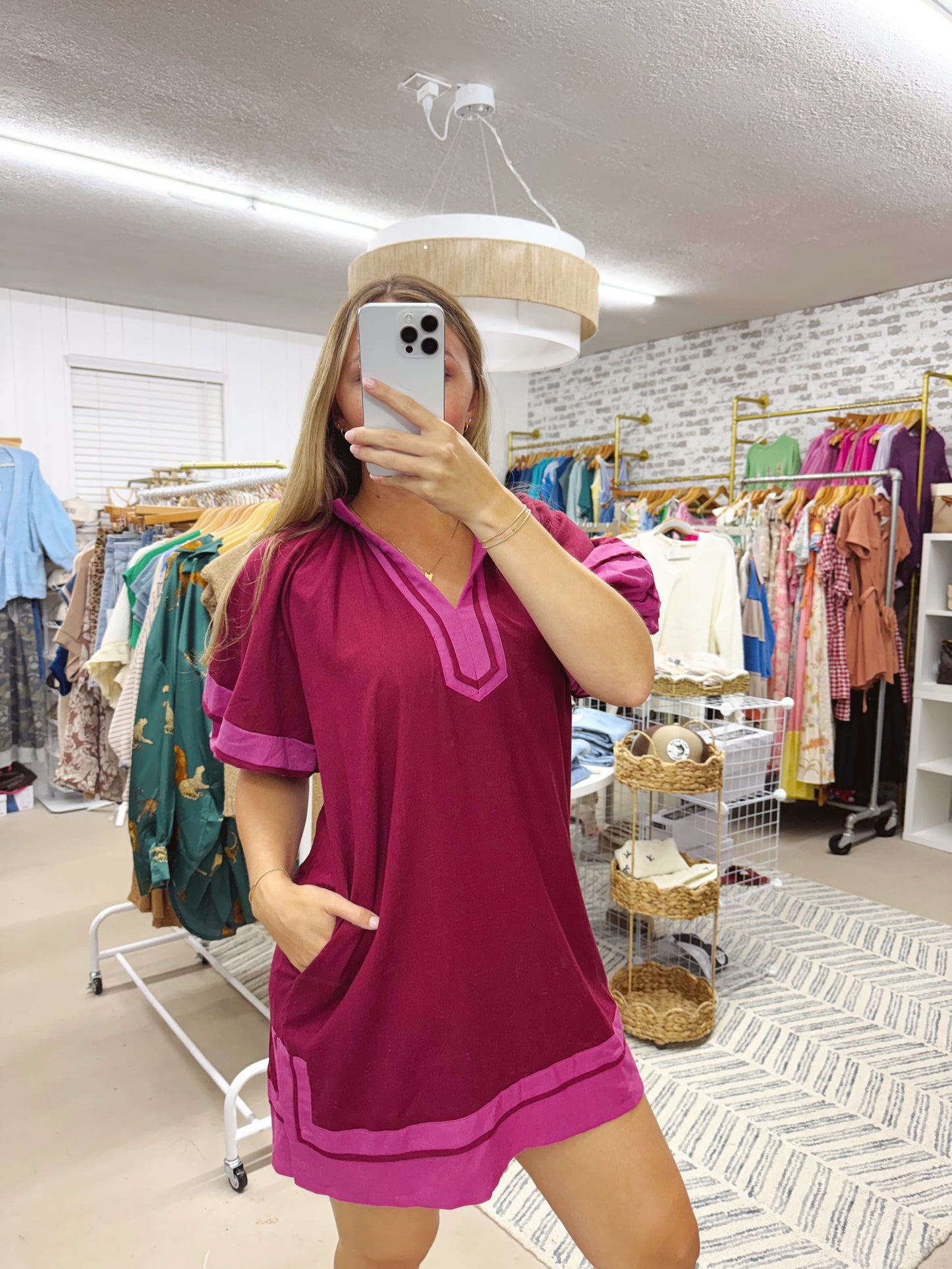 The Tracy | Wine and Pink Dress