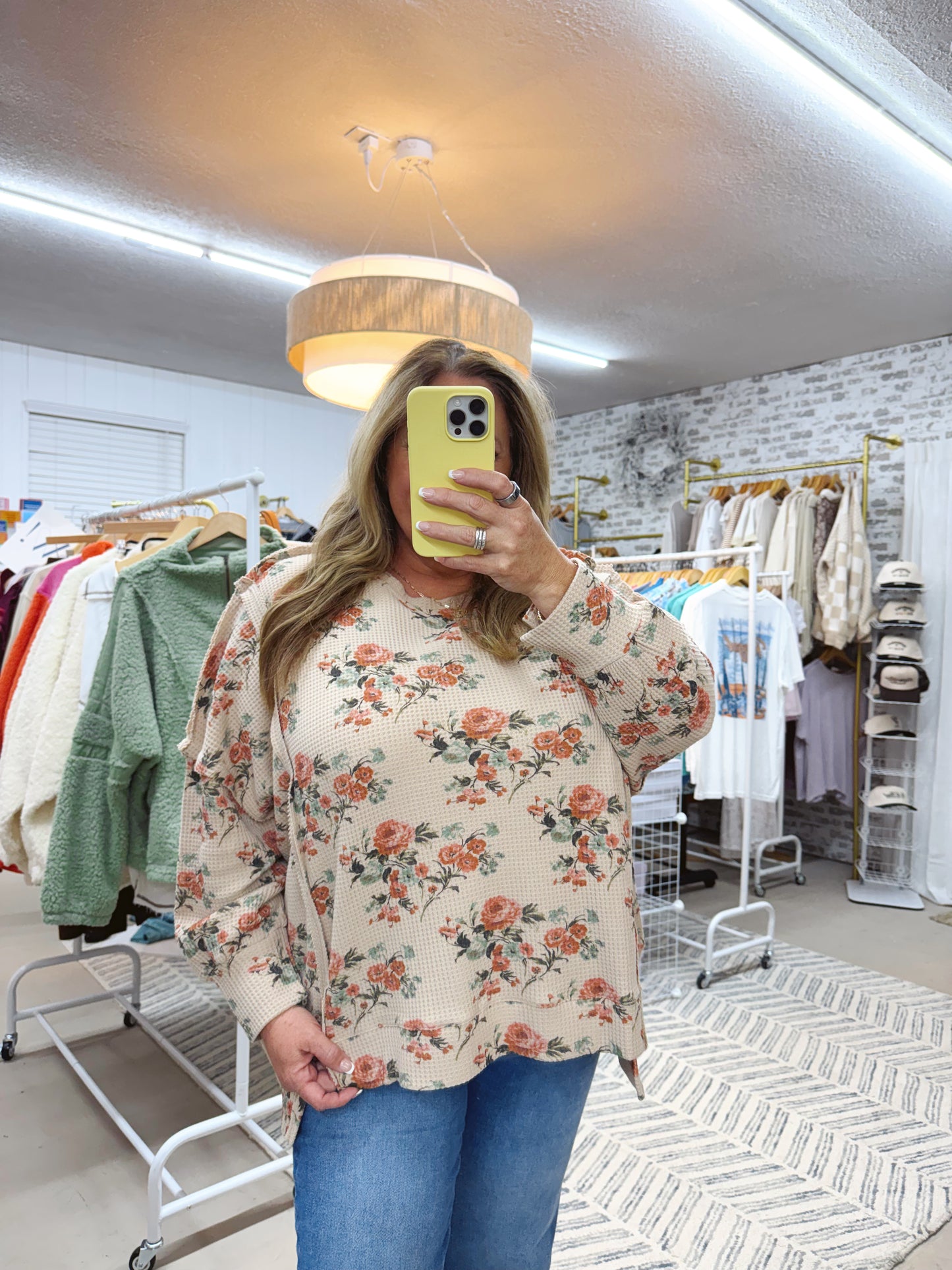 The Floral Waffle Thermal Top | Neutral