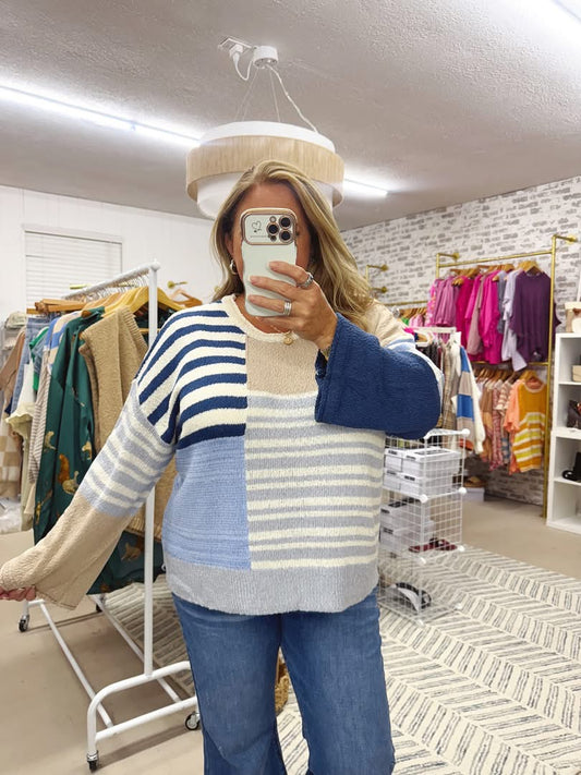 The Adrianne | Striped Colorblock Sweater