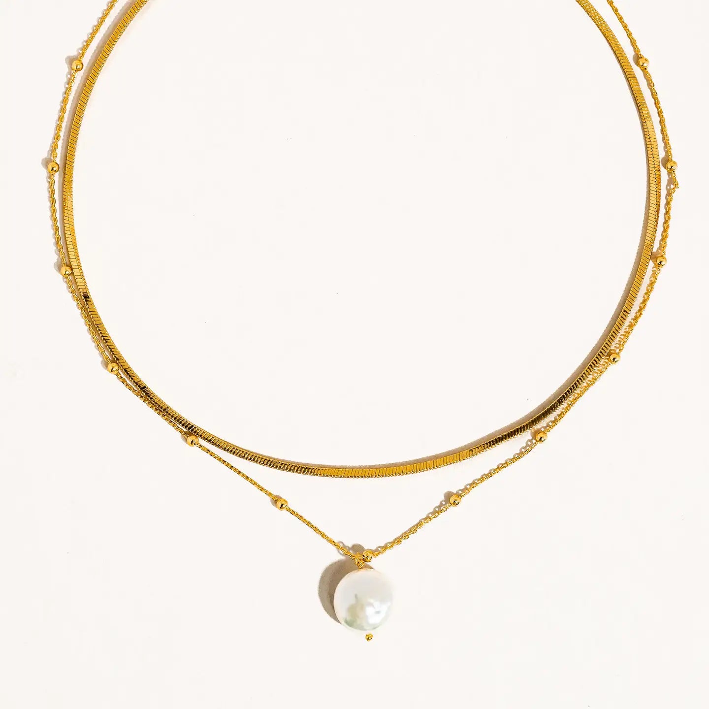 The Layered Pearl Chain Necklace